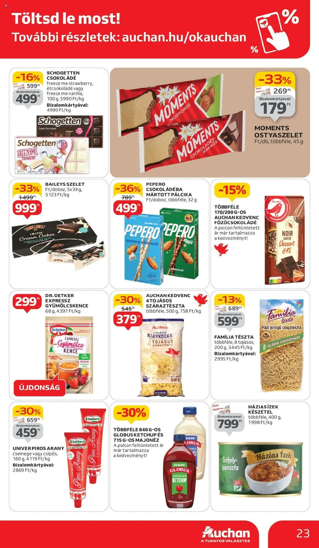 Auchan akciós ujság - amely érvényes a következő dátumtól: 29.05.2025 | Oldal: 23 | Termékek: Sál, Ostyaszelet, Étcsokoládé, Ételízesítő