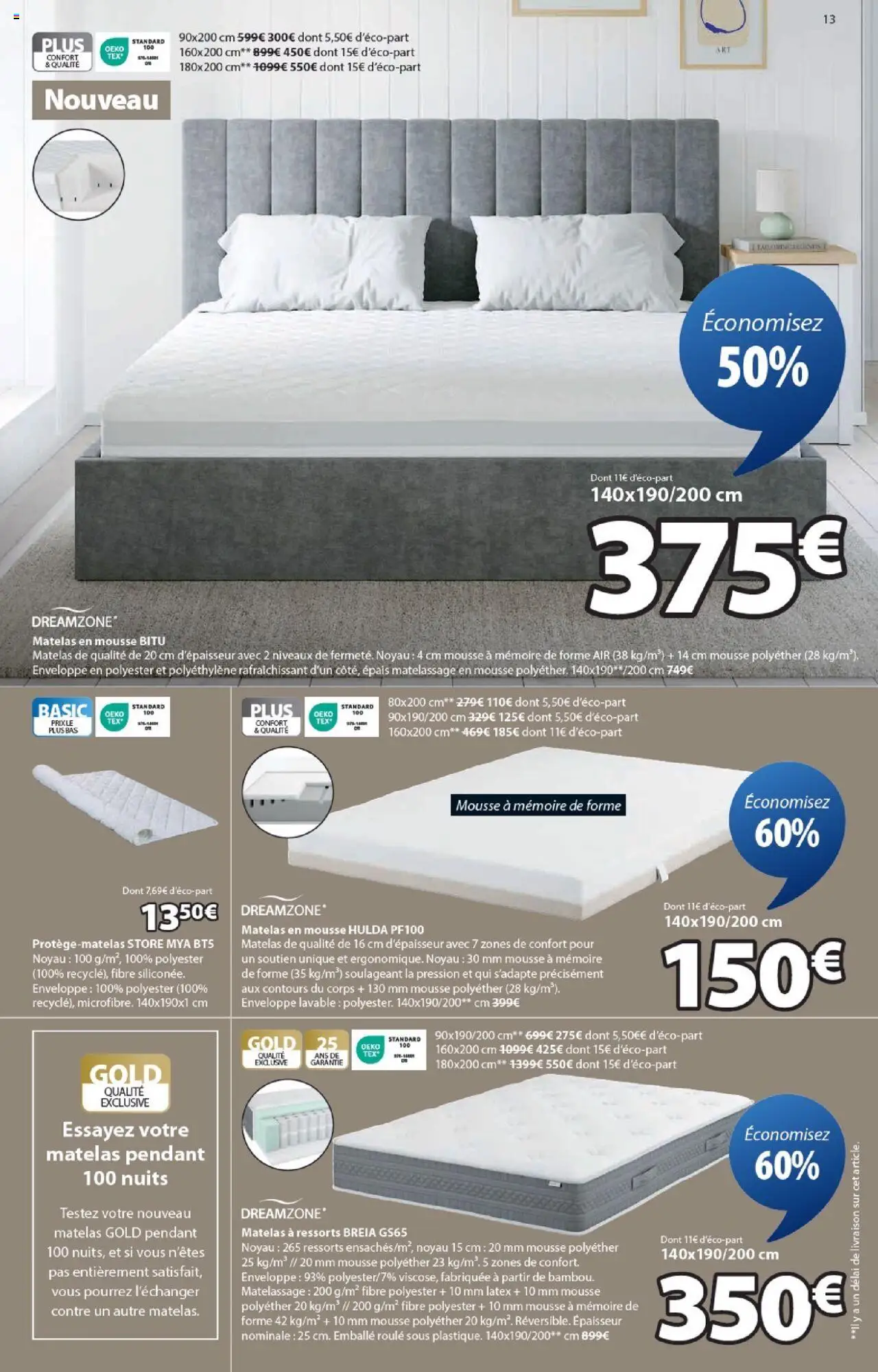 {H1} | Page: 13 | Produits: Enveloppe, Mousse, Store, Matelas