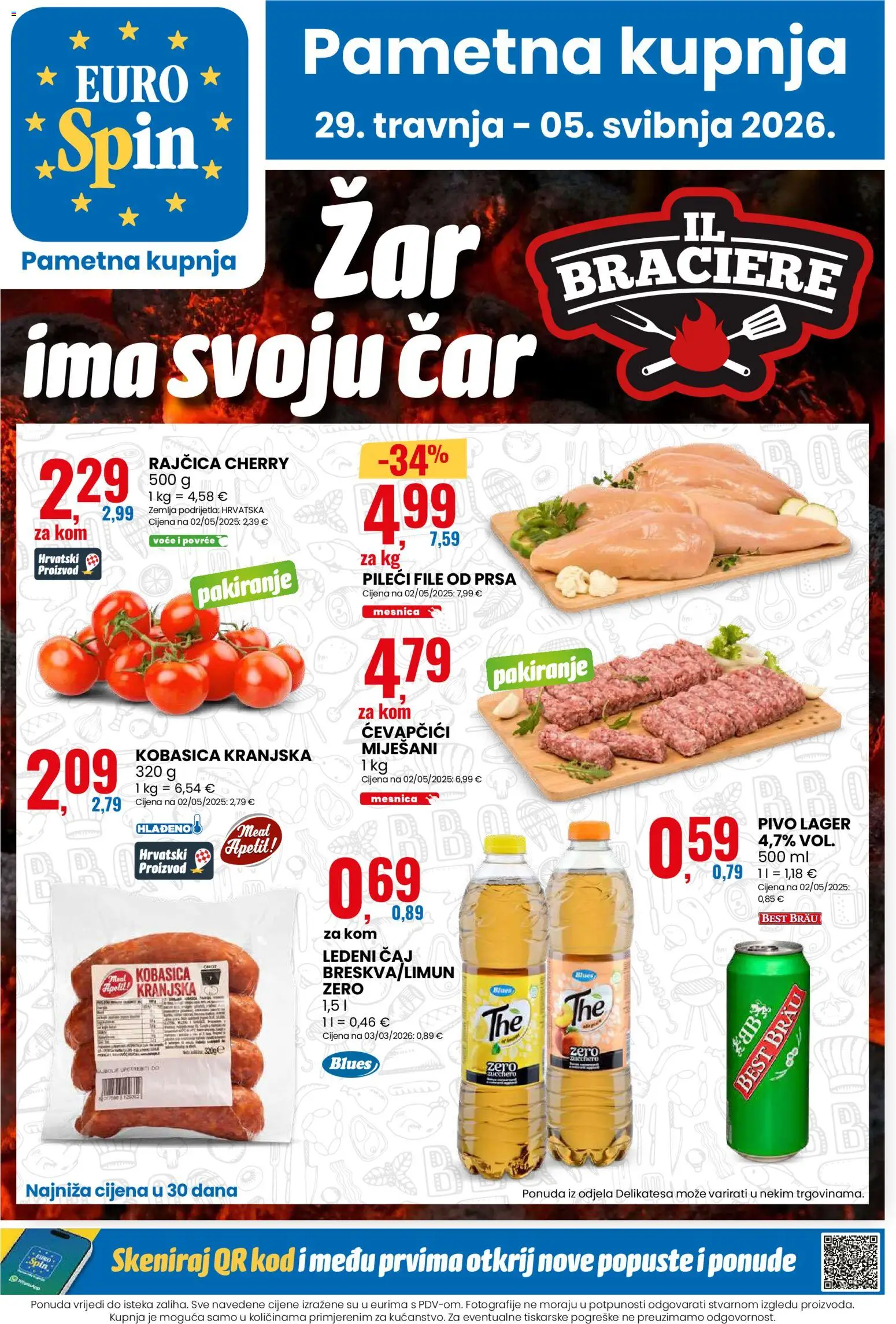 Eurospin katalog | vrijedi od 29.04.2026 | Stranica: 1 | Proizvodi: Povrće, Voće, Kobasica, Rajčica