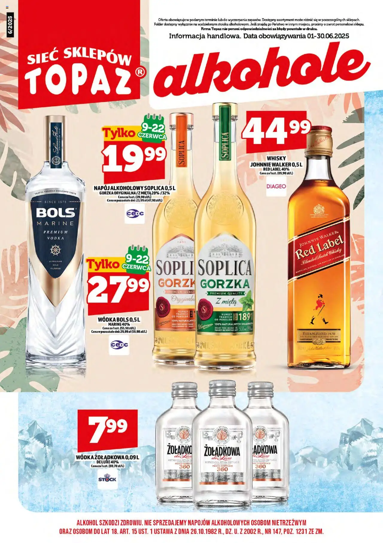 Topaz Gazetka alkoholowa od 01.06.2025 | Strona: 3 | Produkty: Mięta, Red label, Vodka, Whisky