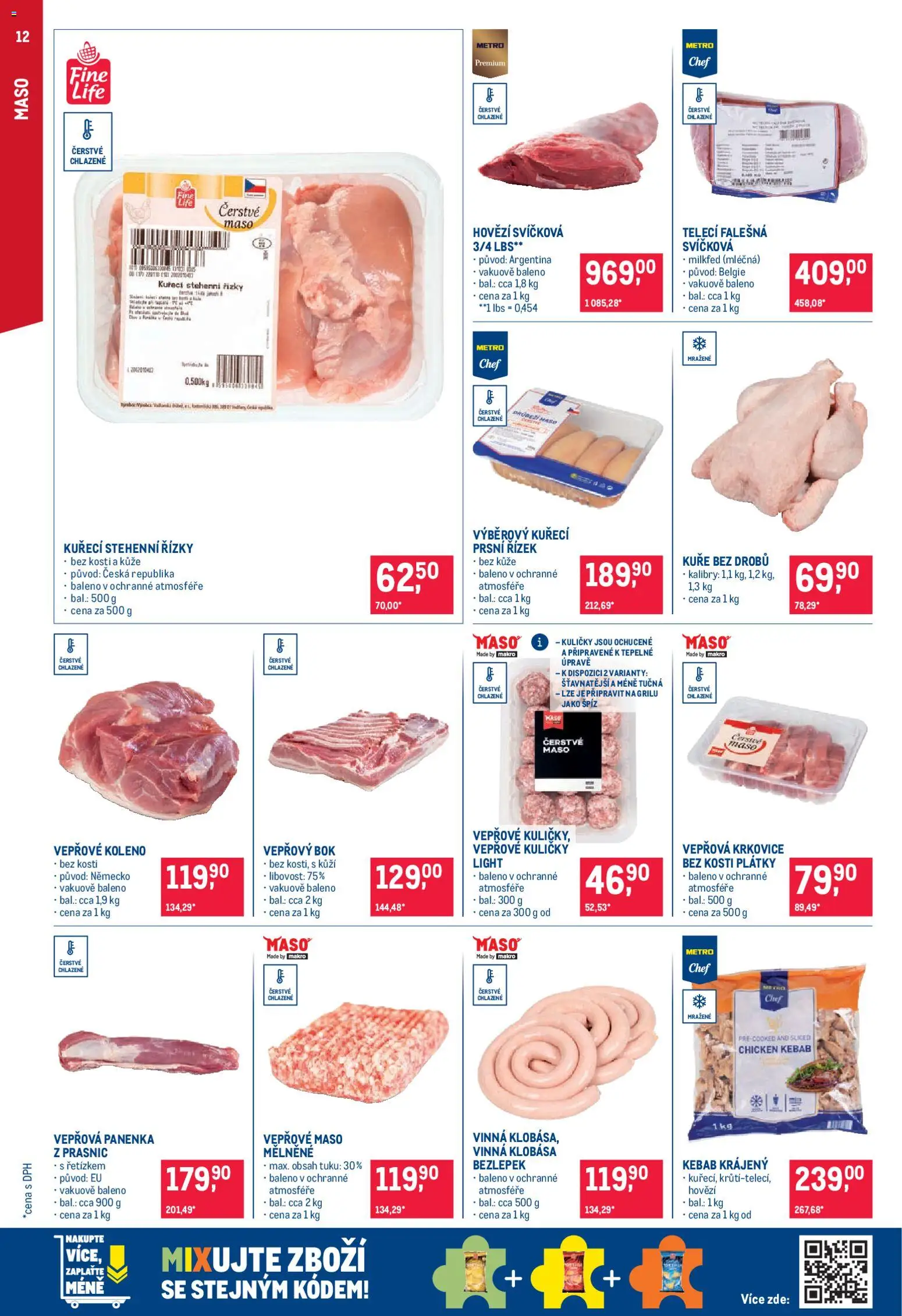 Makro leták - Pro milovníky jídla od 05.11.2025 | Strana: 12 | Produkty: Panenka, Kuřecí stehenní řízky, Kebab, Hovězí svíčková