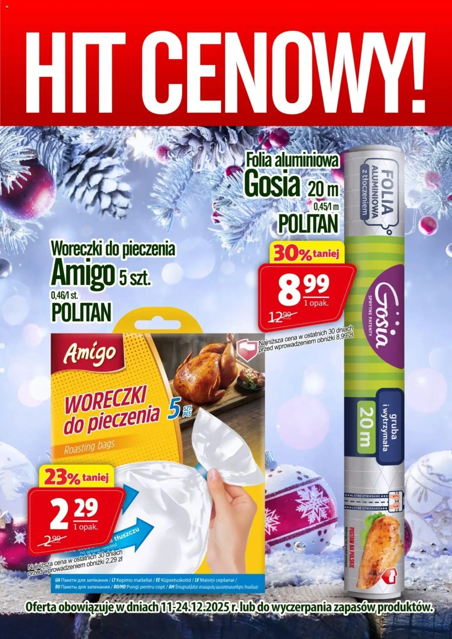 Prim Market Promocja - Woreczki Do Pieczenia, Folia Aluminiowa Politan od 11.12.2025 | Strona: 1