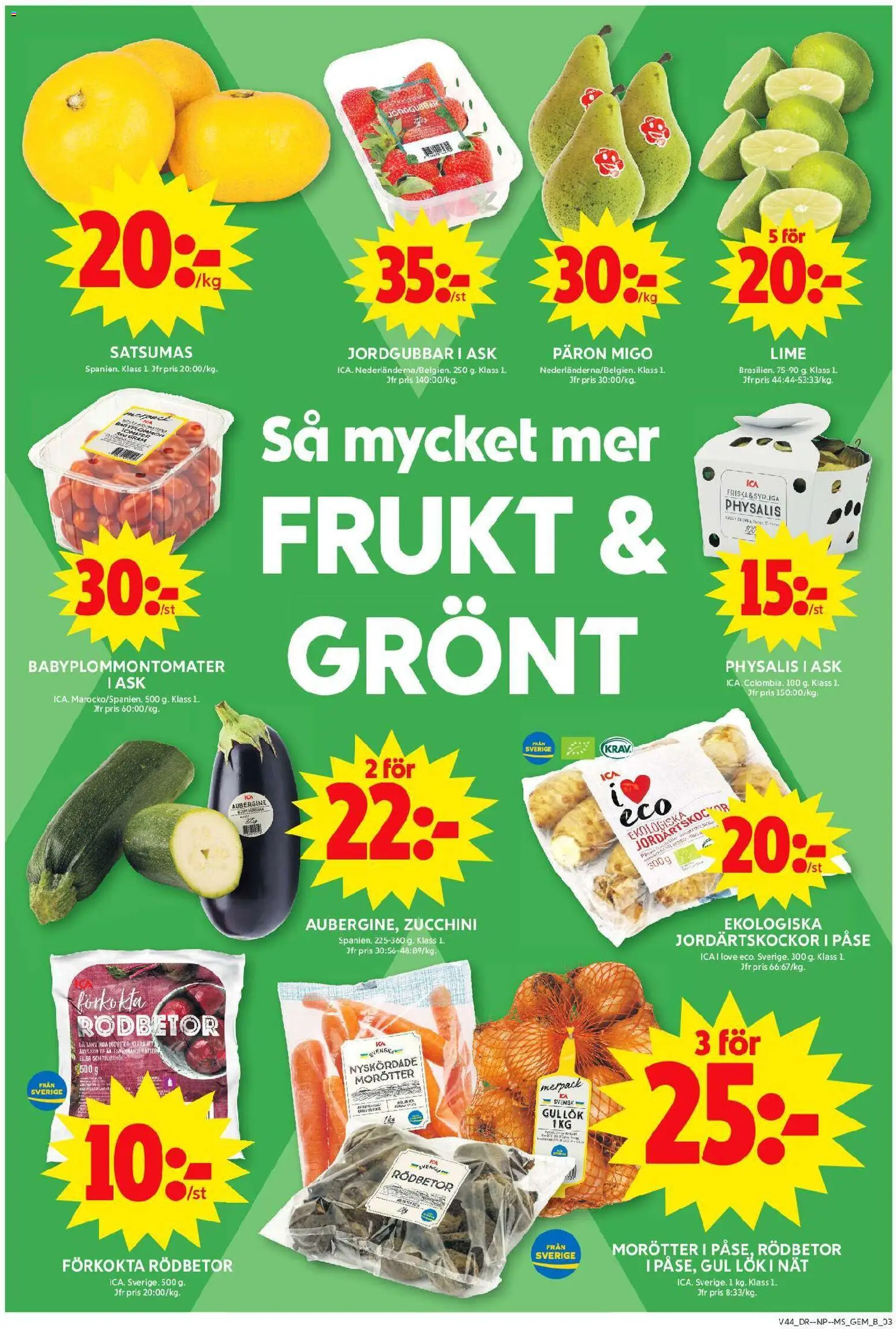ICA Maxi reklamblad aktuell från 27.10.2025 | Sida: 3 | Produkter: Gul lök, Jordgubbar, Lime, Zucchini