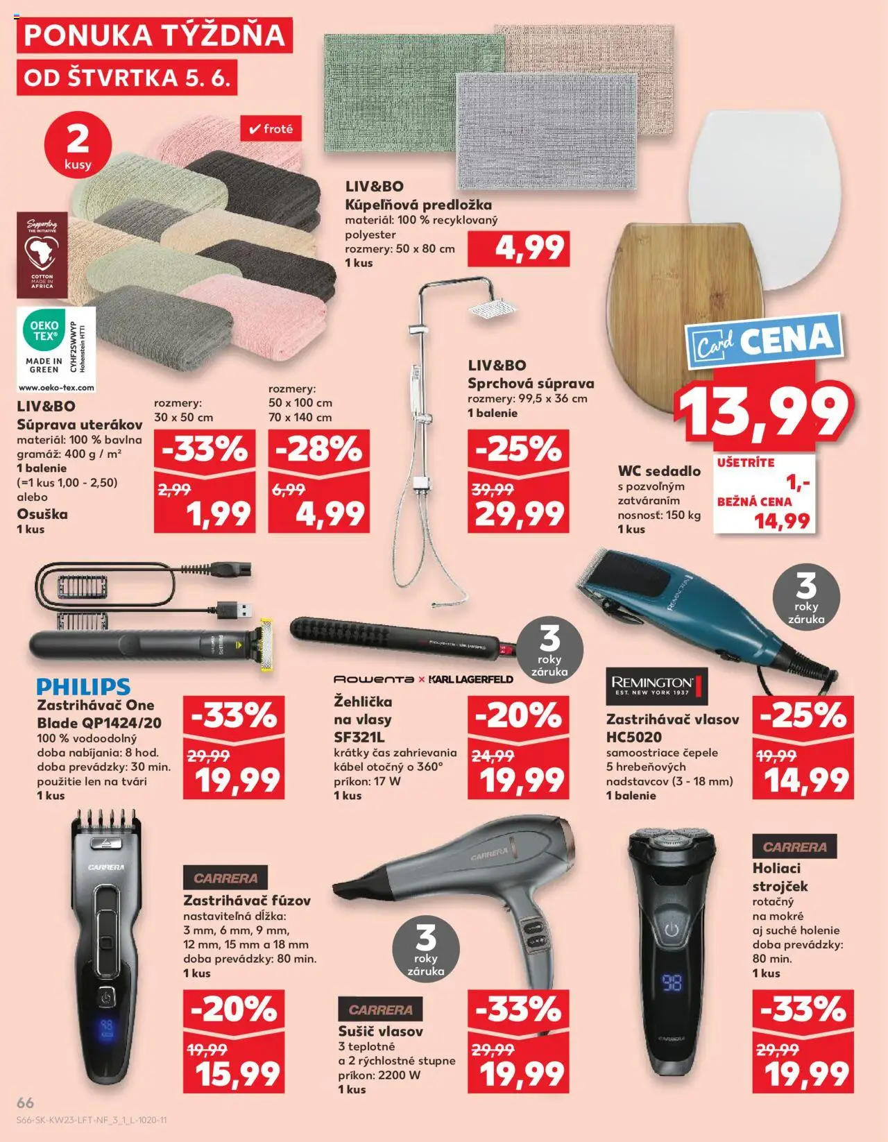Nové Kaufland akcie – leták je platný od 05.06.2025 | Strana: 66 | Produkty: One blade, Zastrihávač vlasov, Strojček, Žehlička na vlasy