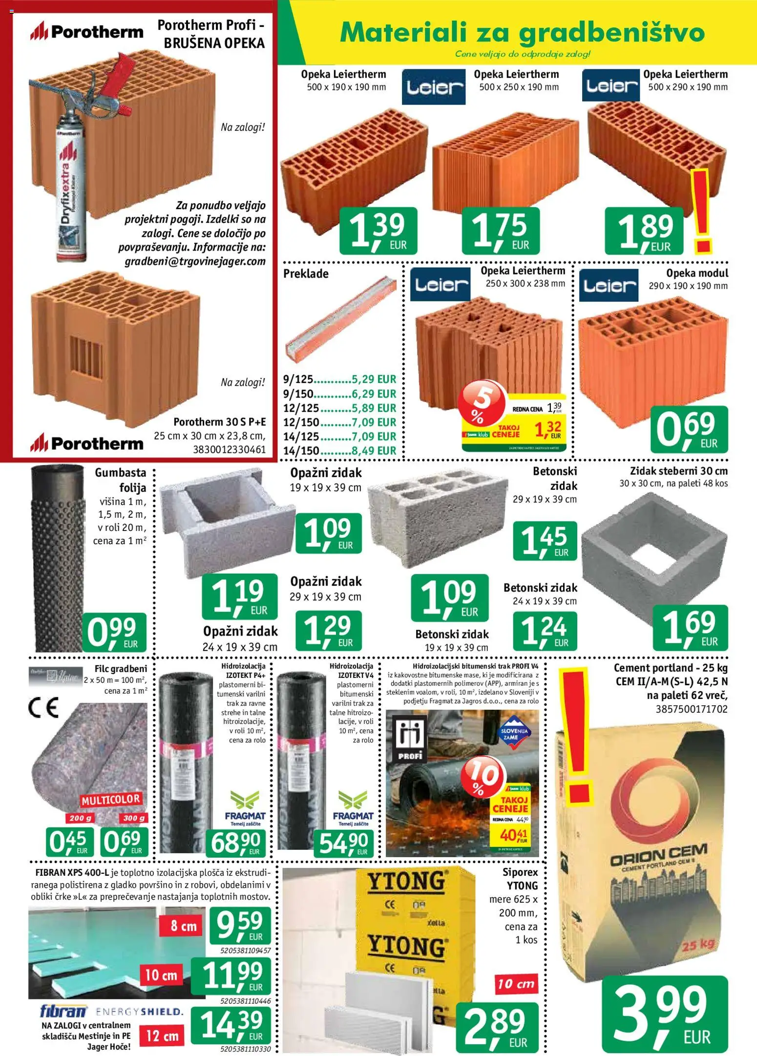 Novi Jager katalog ponudbe – veljaven od 04.03.2026 | Stran: 4 | Izdelki: Rolo, Kos, Folija, Cement