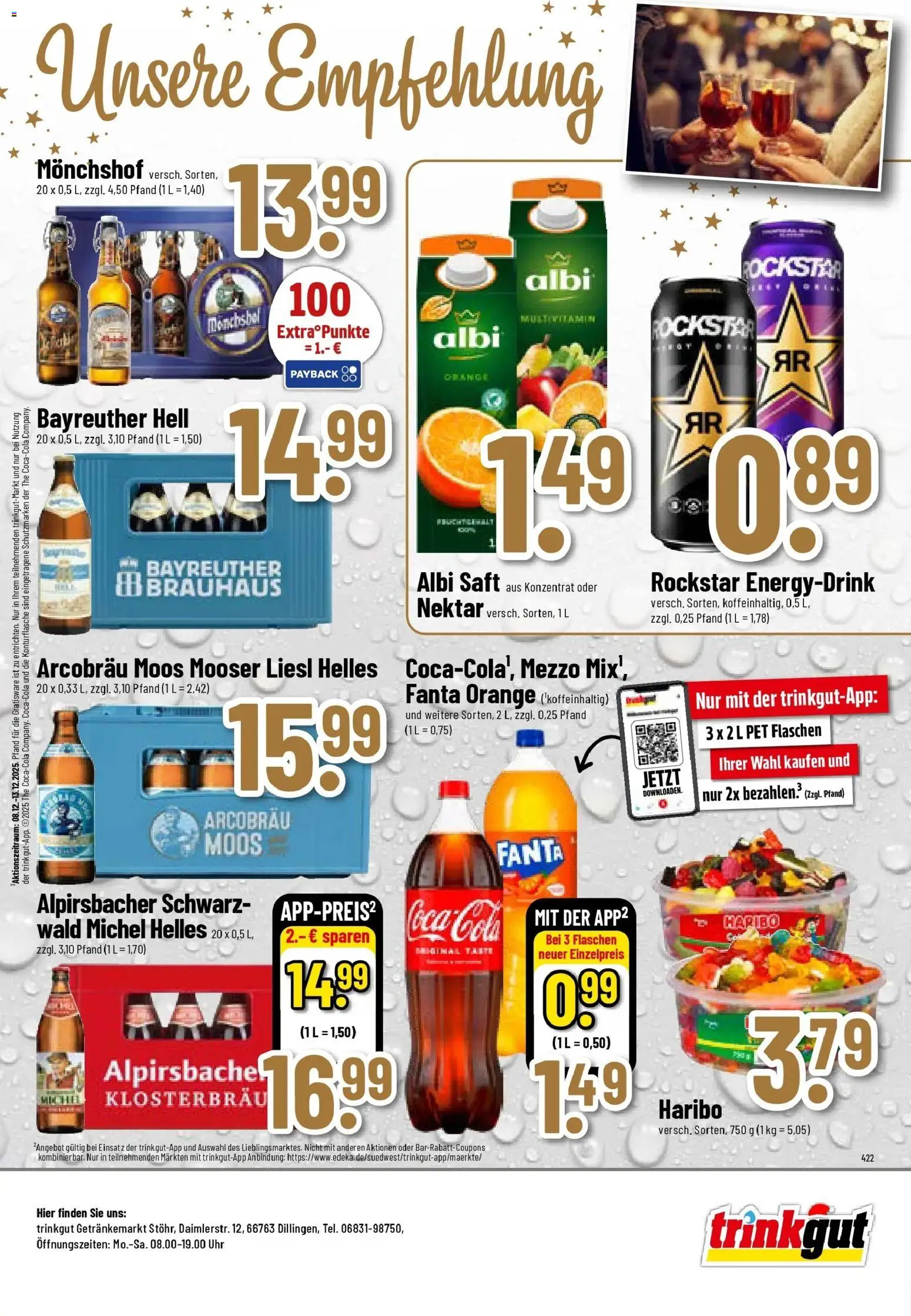Trinkgut - trinkgut: Wochenangebote – gültig ab 07.12.2025 | Seite: 12 | Produkte: Monchshof, Fanta, Haribo, Uhr
