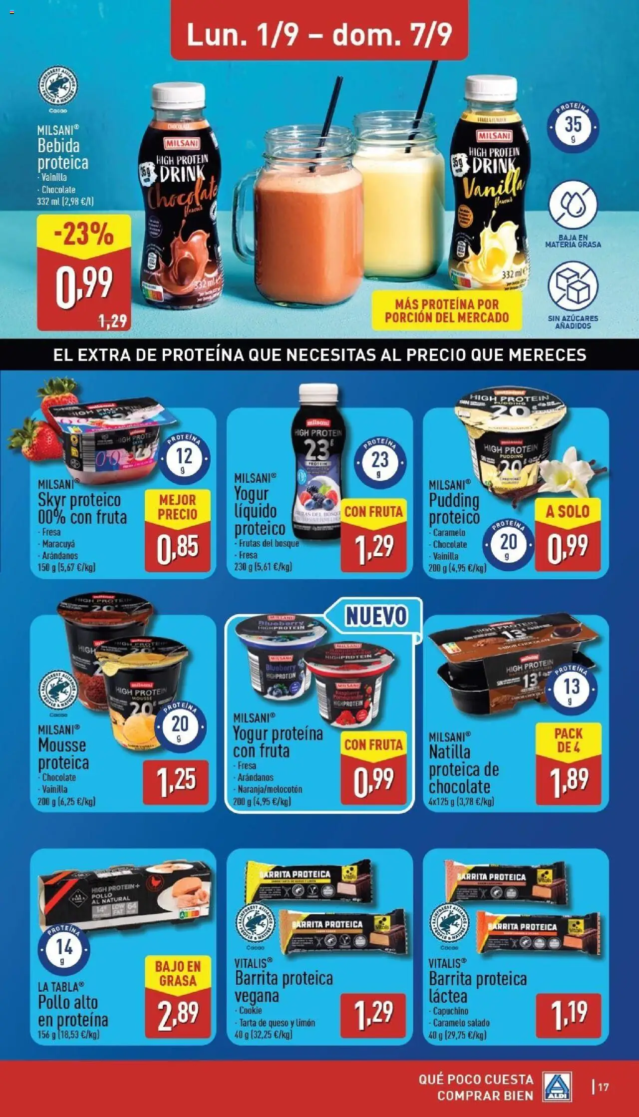 Aldi folleto Canarias │ válido desde el 01.09.2025 | Página: 17 | Productos: Mousse, Yogur, Chocolate, Φρυγανιές σικάλεως