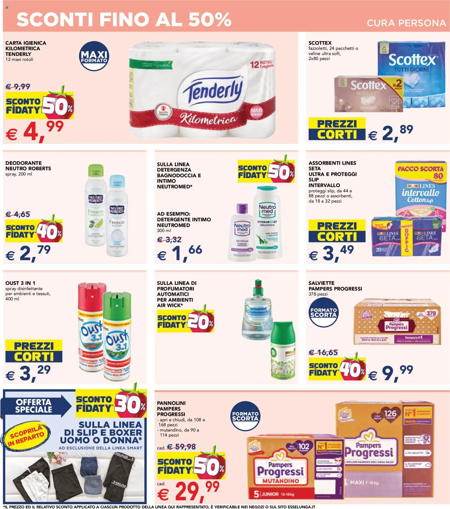 Volantino Esselunga S del 15.01.2026 | Pagina: 13 | Prodotti: Spray disinfettante, Detergente, Intimo, Boxer