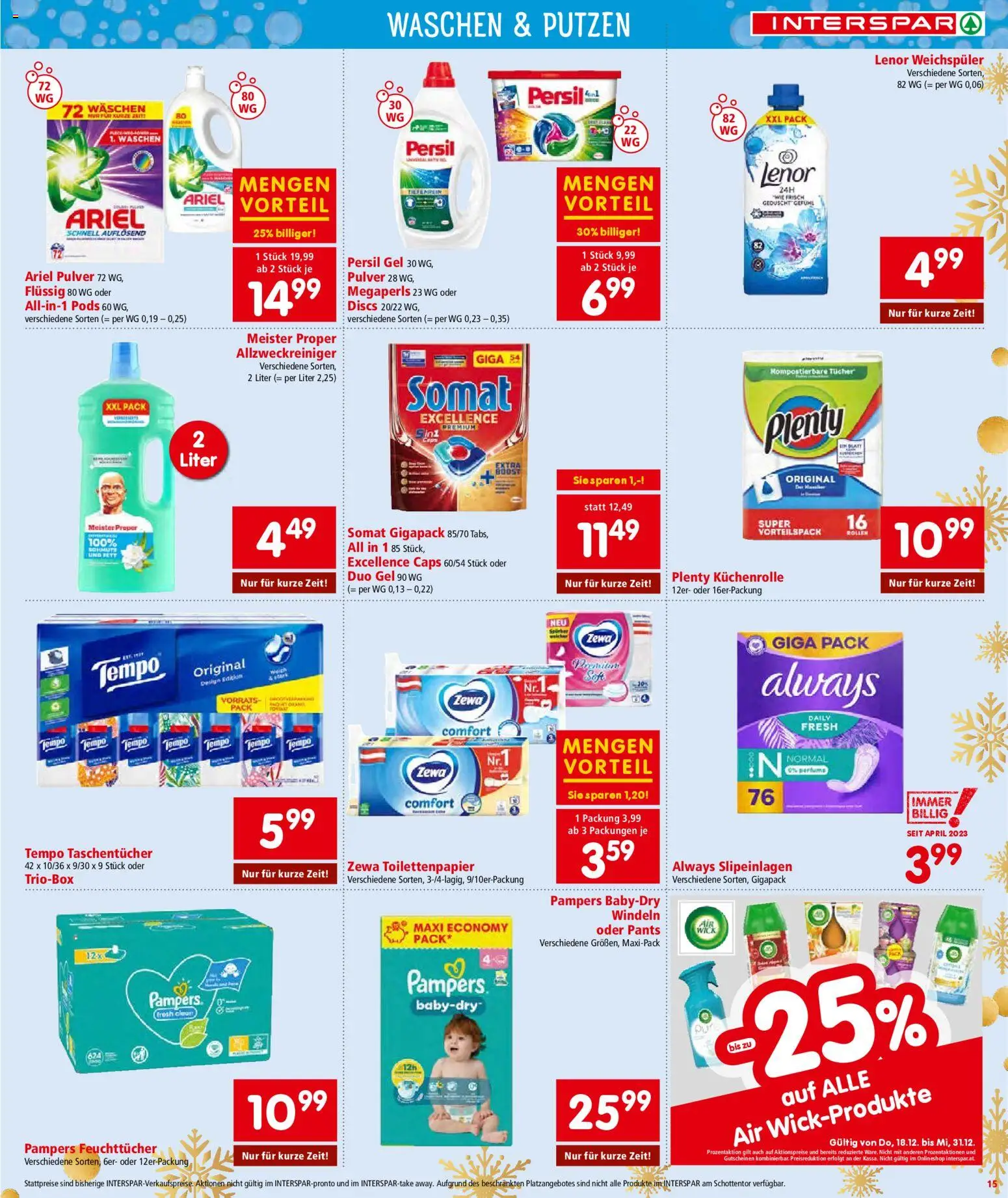 Interspar Flugblatt - Kärnten gültig ab 18.12.2025 | Seite: 15 | Produkte: Pampers, Weichspüler
