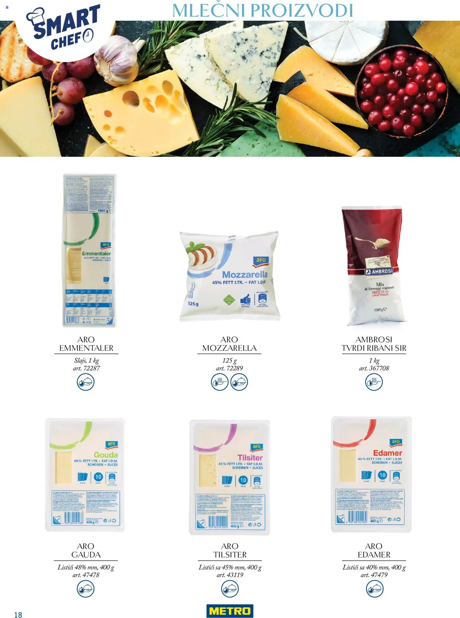 Metro katalog - važi od 24.03.2026 | Strana: 18 | Proizvode: Edamer, Gouda, Sir, Mozzarella