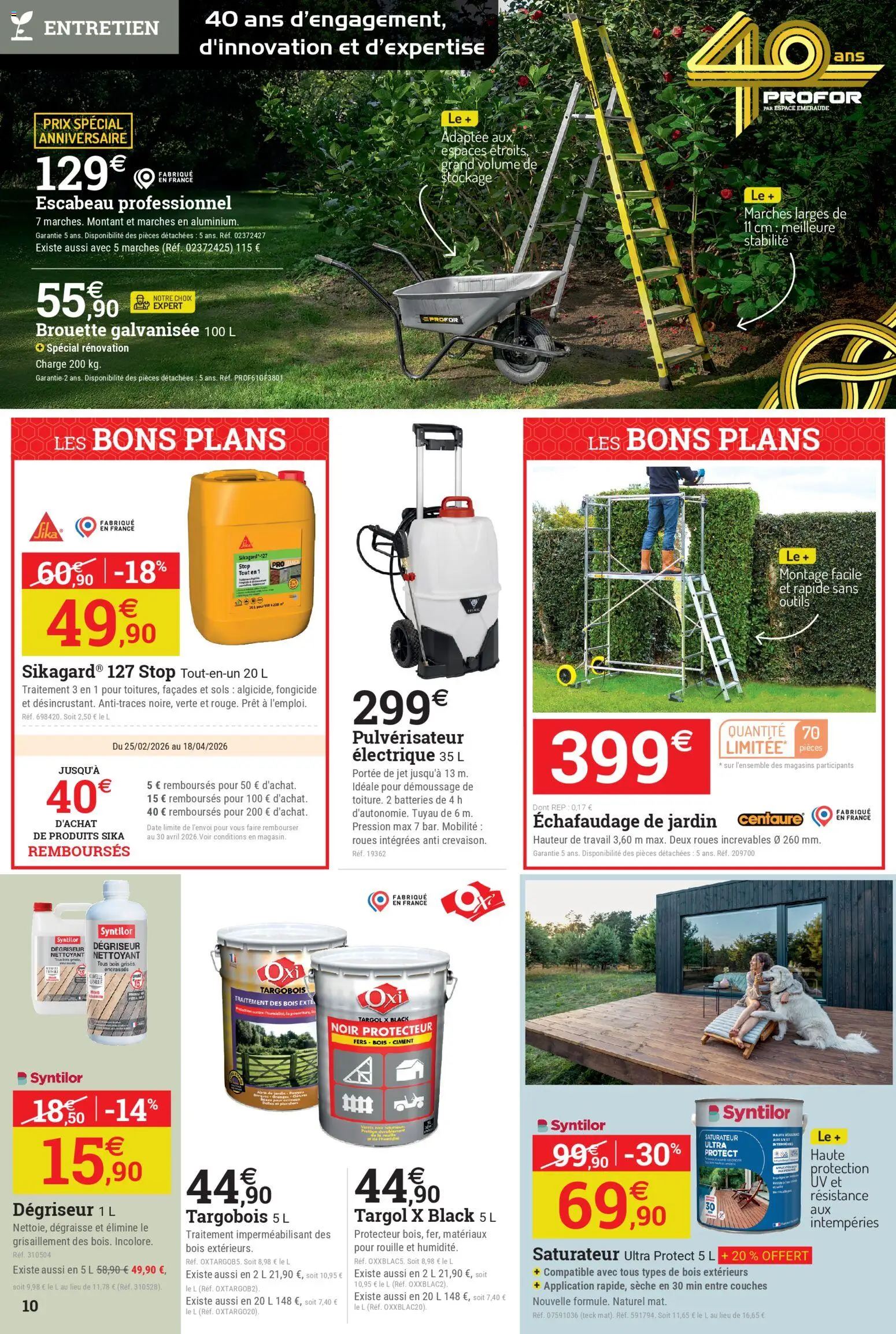 {H1} | Page: 10 | Produits: Couches, Échafaudage, Brouette, Tuyau