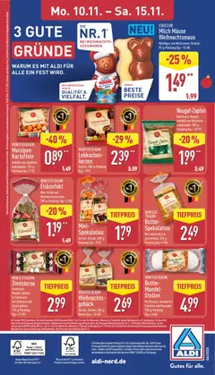 Aldi Prospekt 	 ab 10.11.2025 gültig | Seite: 4 | Produkte: Milch, Butter, Kartoffeln