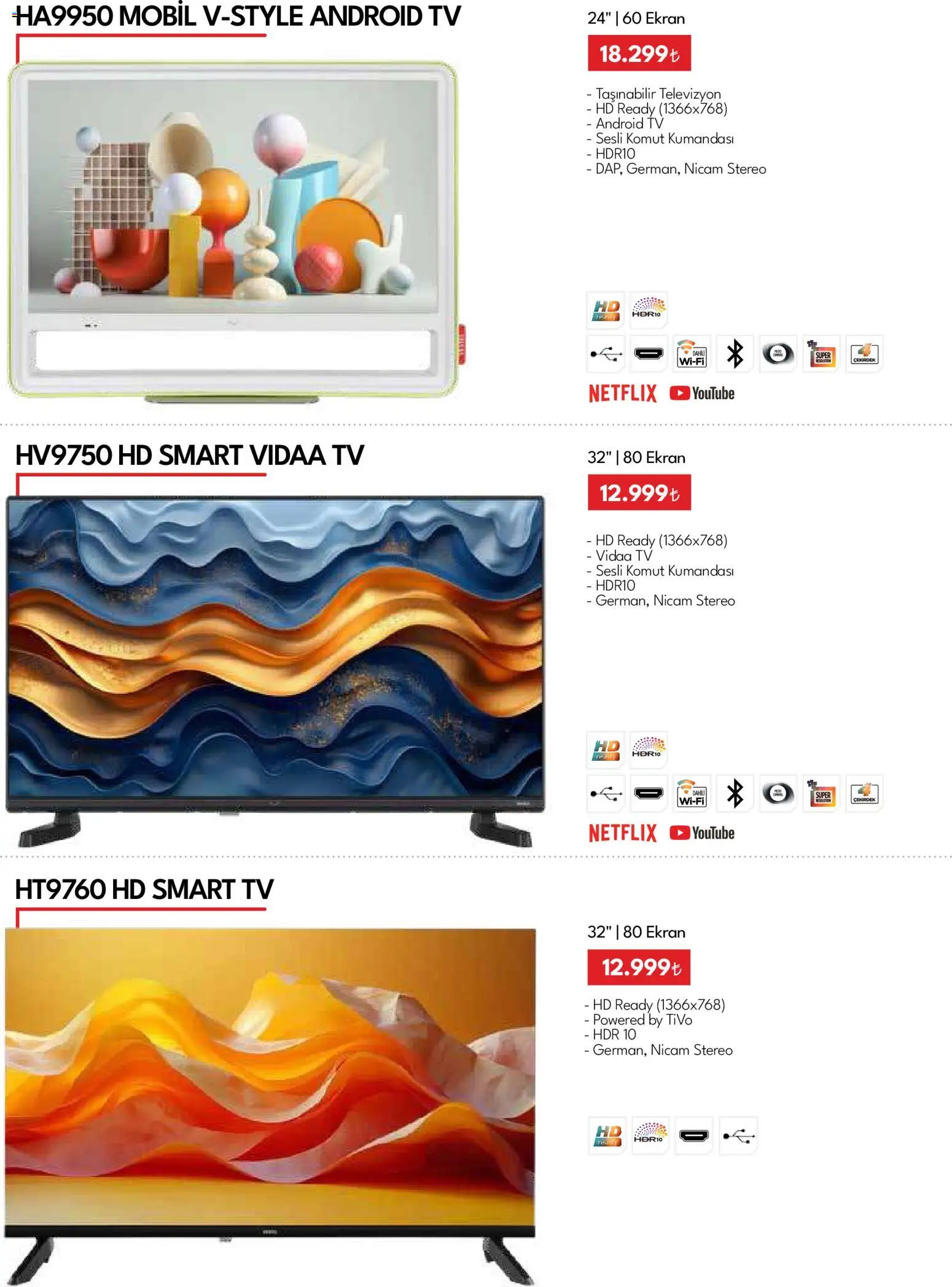 Vestel - Tüketici Elektroniği - 03.04.2026 tarihinden itibaren geçerlidir | Sayfa: 21 | Ürünler: TV, Televizyon