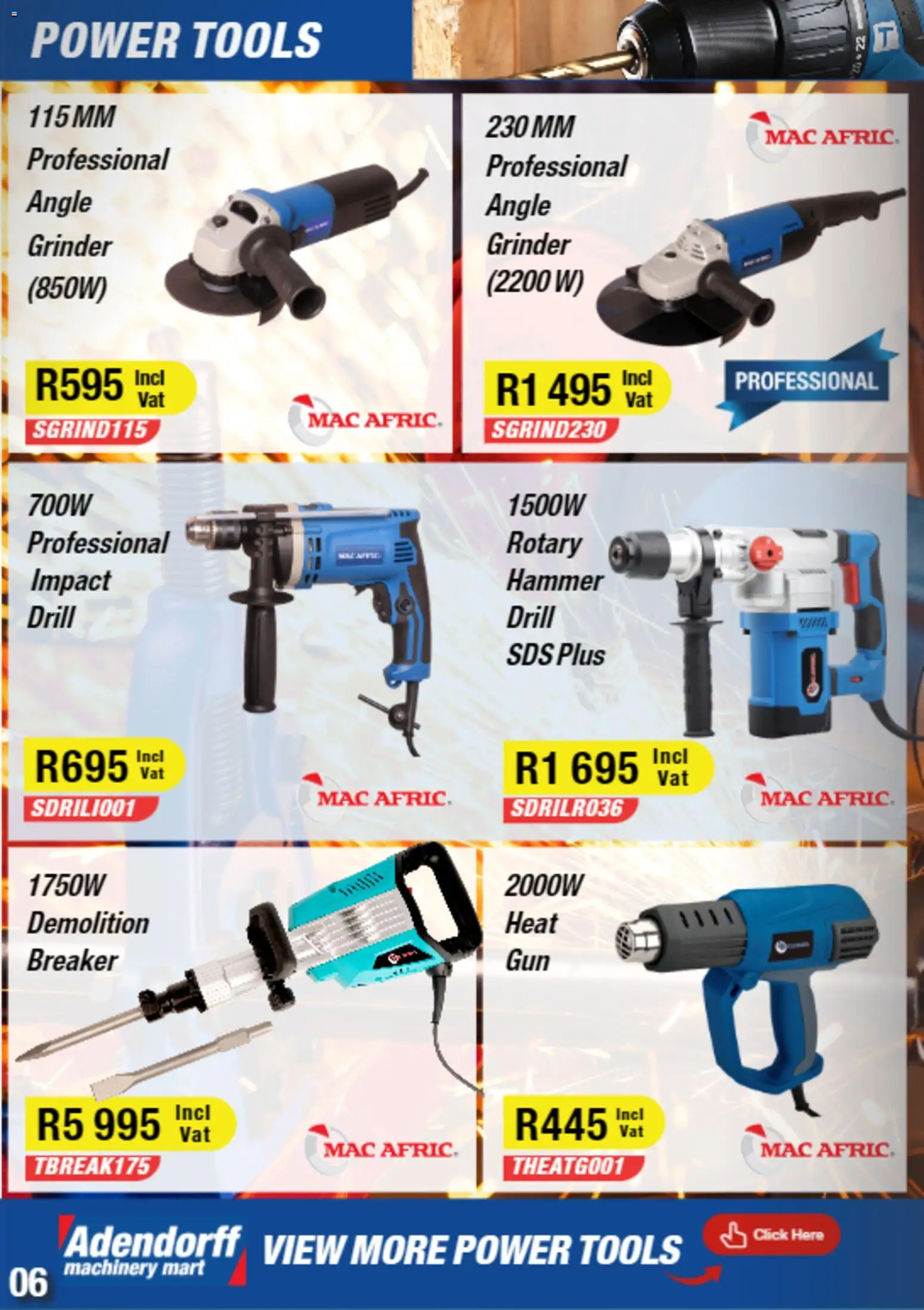 New Adendorff catalogue – valid from 01.01.2026 | Page: 8 | Products: Grinder, Drill, Hammer, Angle grinder