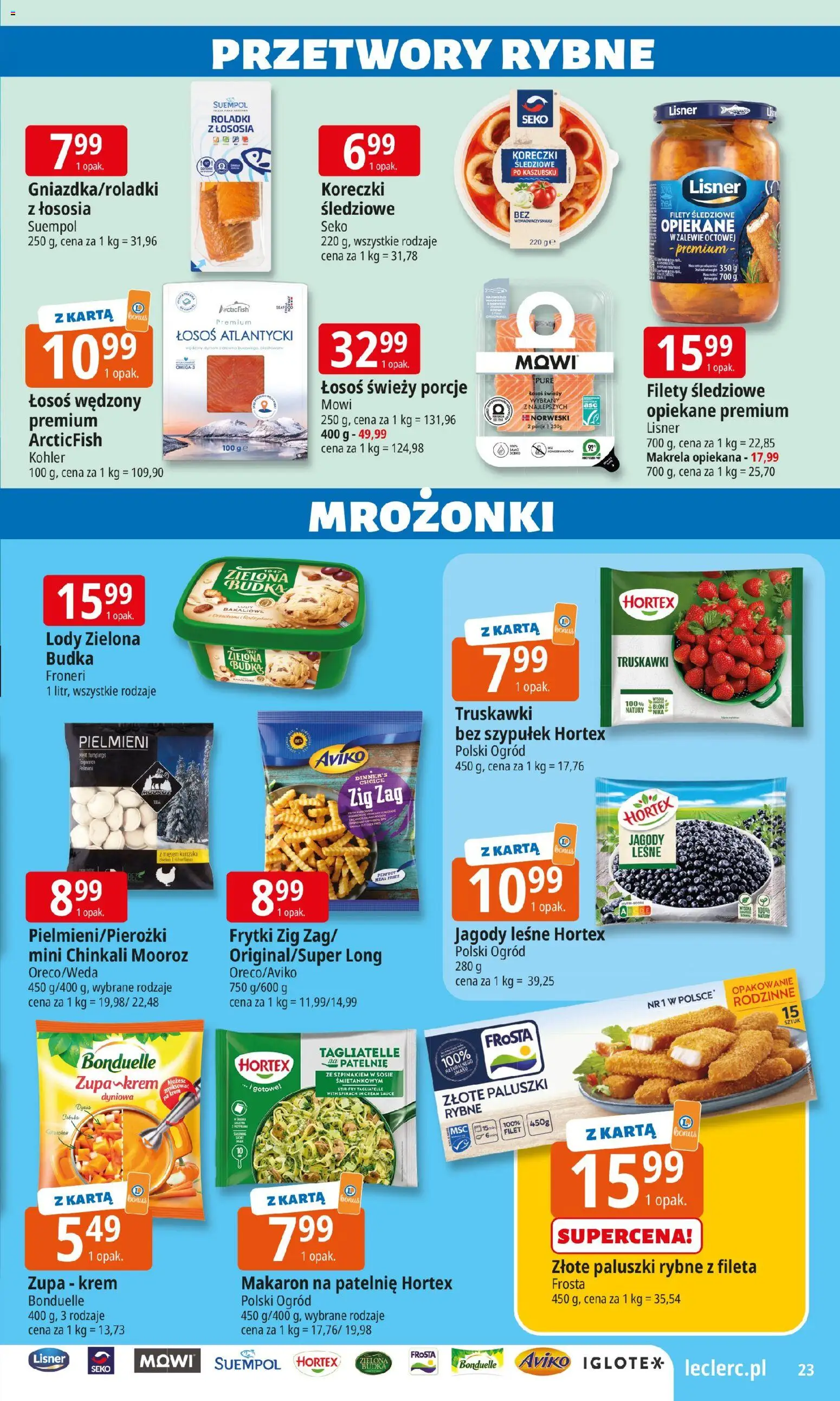 E.Leclerc Gazetka od 27.01.2026 | Strona: 23 | Produkty: Zupa, Tagliatelle, Frytki, Krem