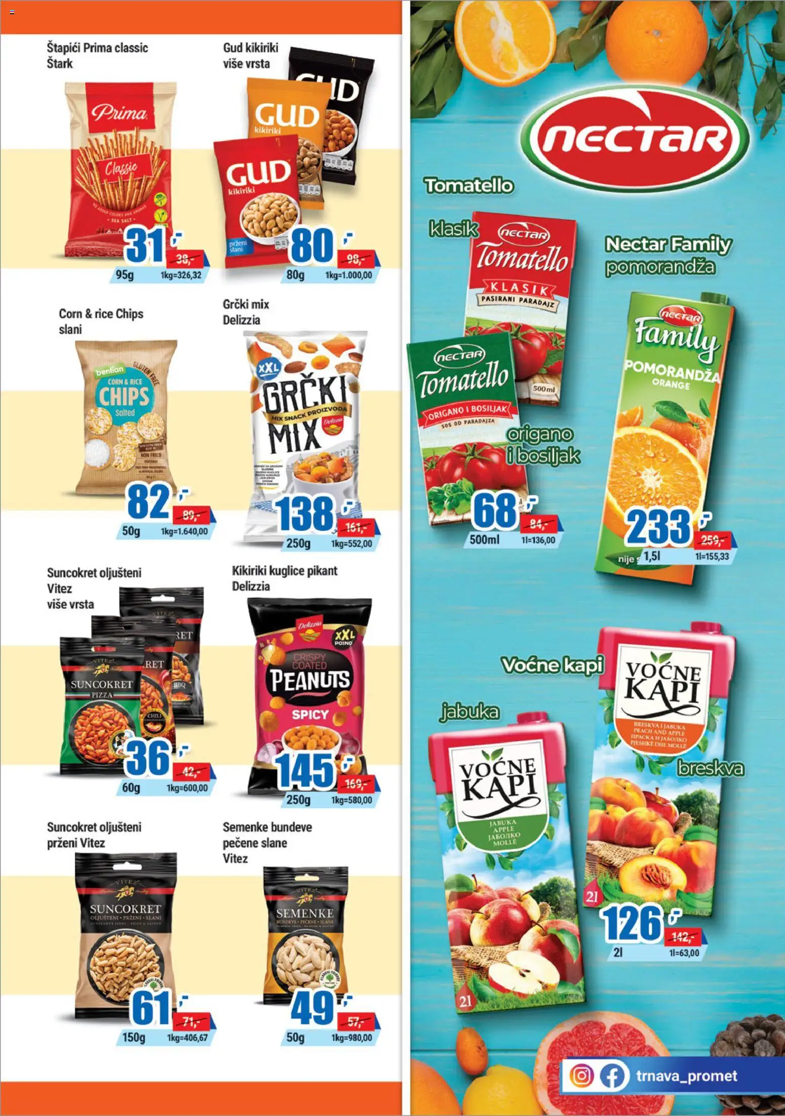 Trnava Promet katalog - važi od 06.03.2026 | Strana: 13 | Proizvode: Pasirani paradajz, Pomorandza, Breskva, Paradajz