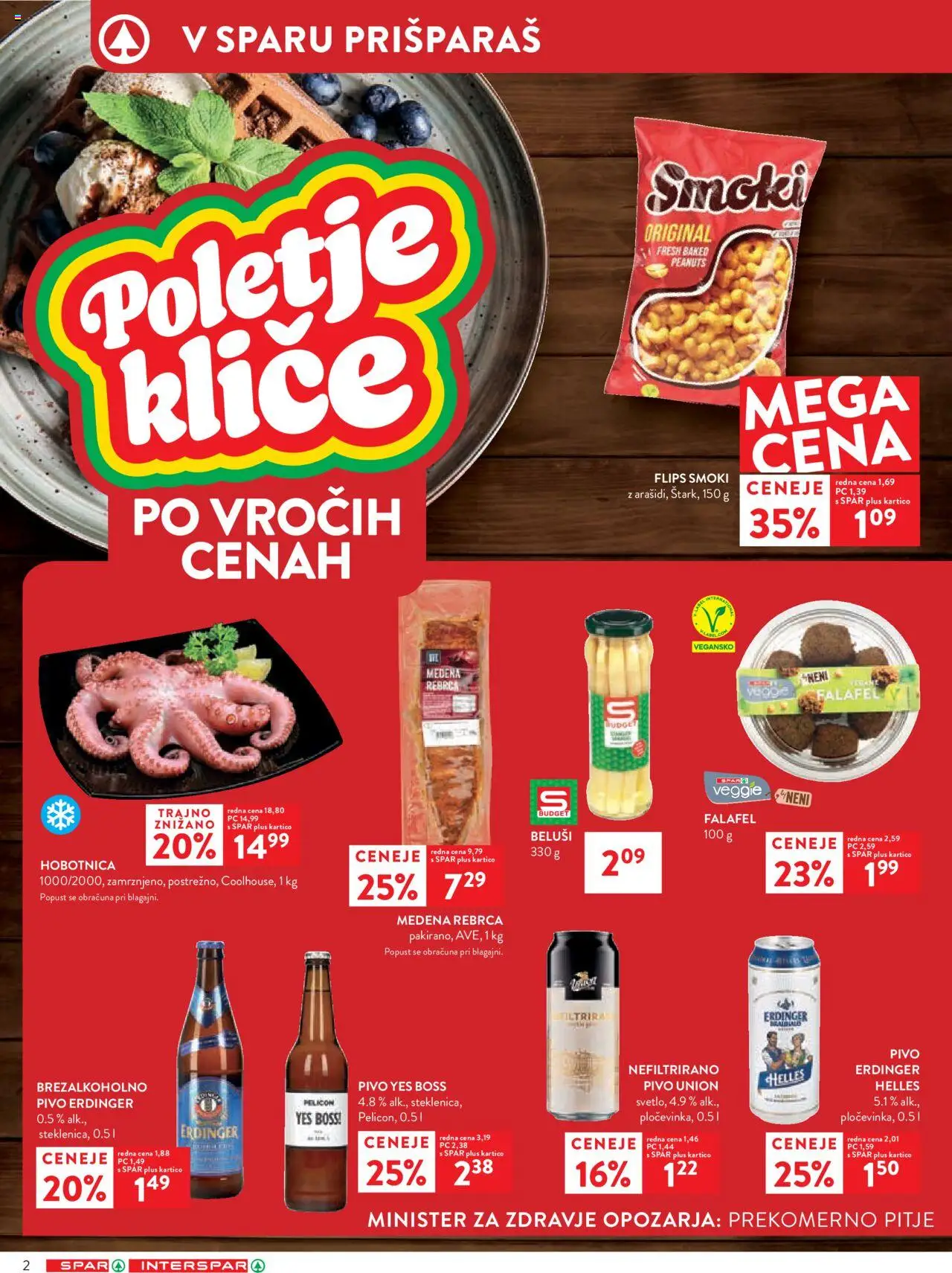 Spar katalog 26/25 │ velja od 26.06.2025 | Stran: 2 | Izdelki: Rebrca, Hobotnica, Flips, Pivo