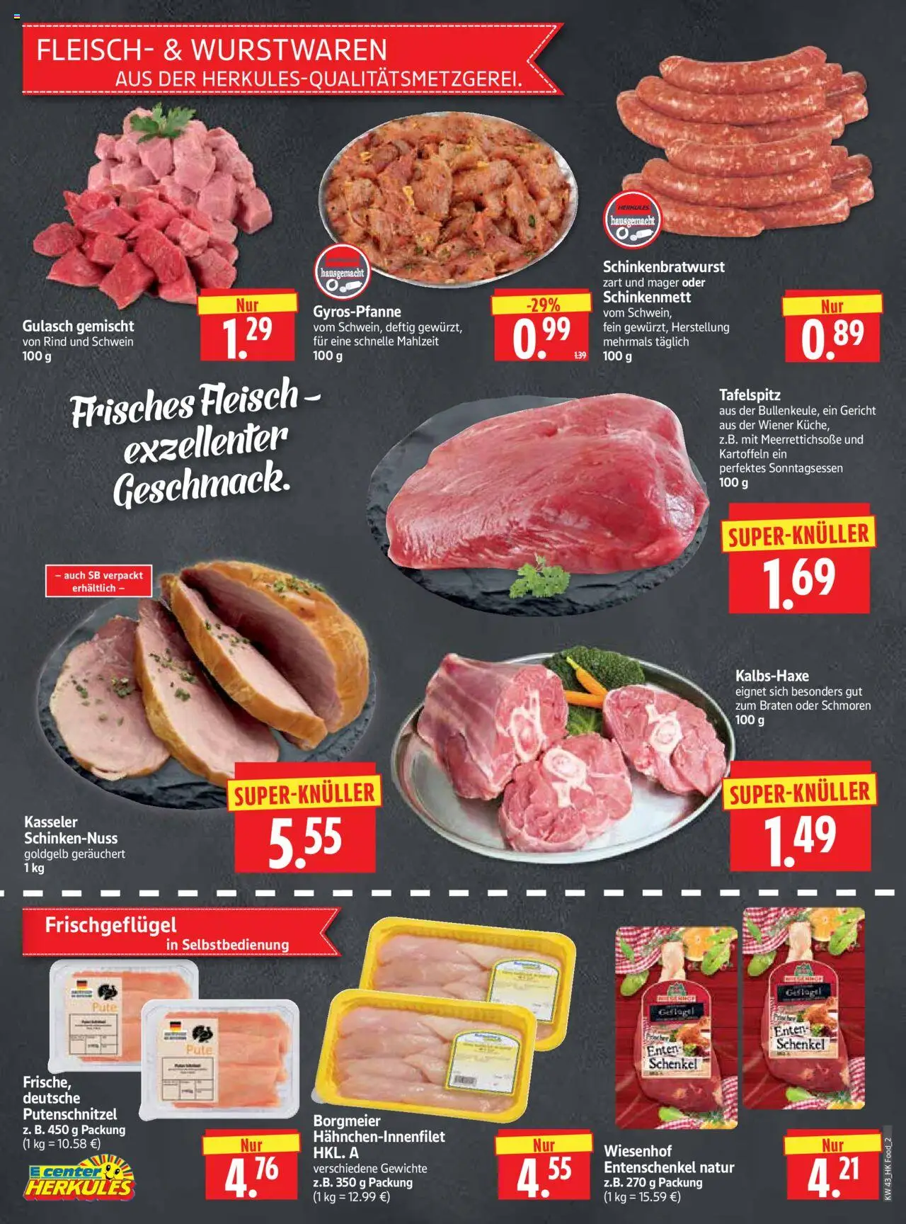 HERKULES Prospekt 	 – gültig ab 20.10.2025 | Seite: 2 | Produkte: Tafelspitz, Pute, Kartoffeln, Putenschnitzel