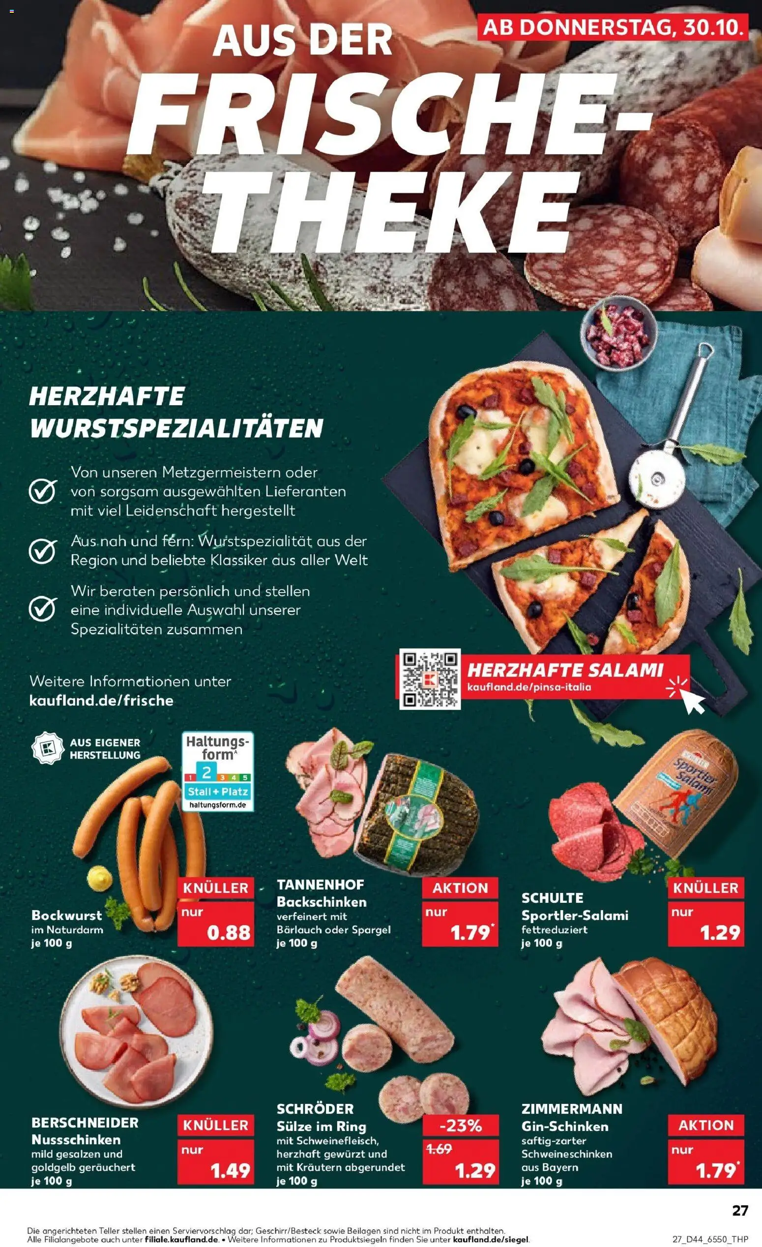 Kaufland prospekt Rendsburg	 – gültig ab 30.10.2025 | Seite: 27 | Produkte: Bockwurst, Theke, Spargel, Salami