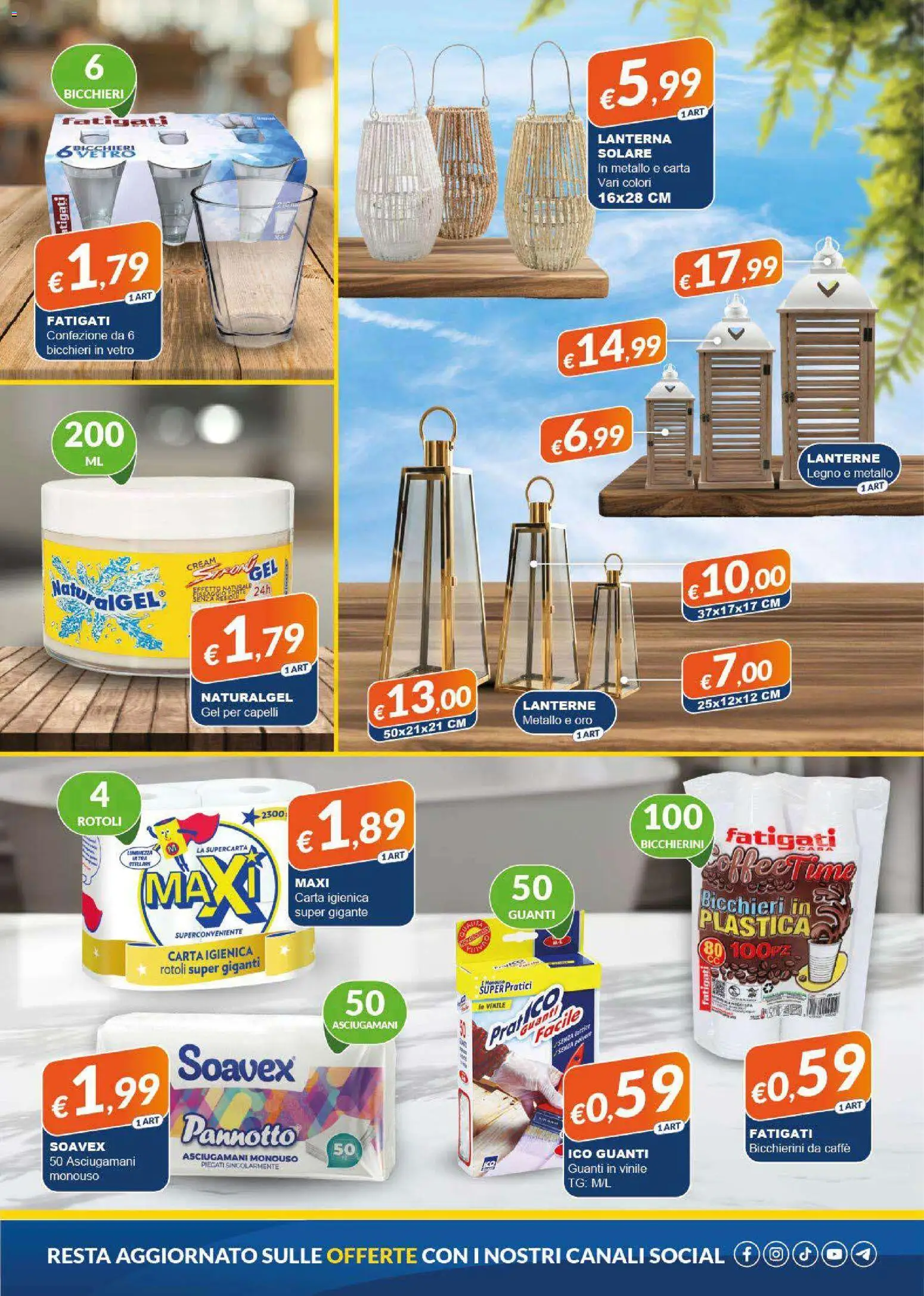 Volantino Mister Risparmio del 23.04.2026 | Pagina: 5 | Prodotti: Carta igienica, Caffè, Lanterna, Guanti