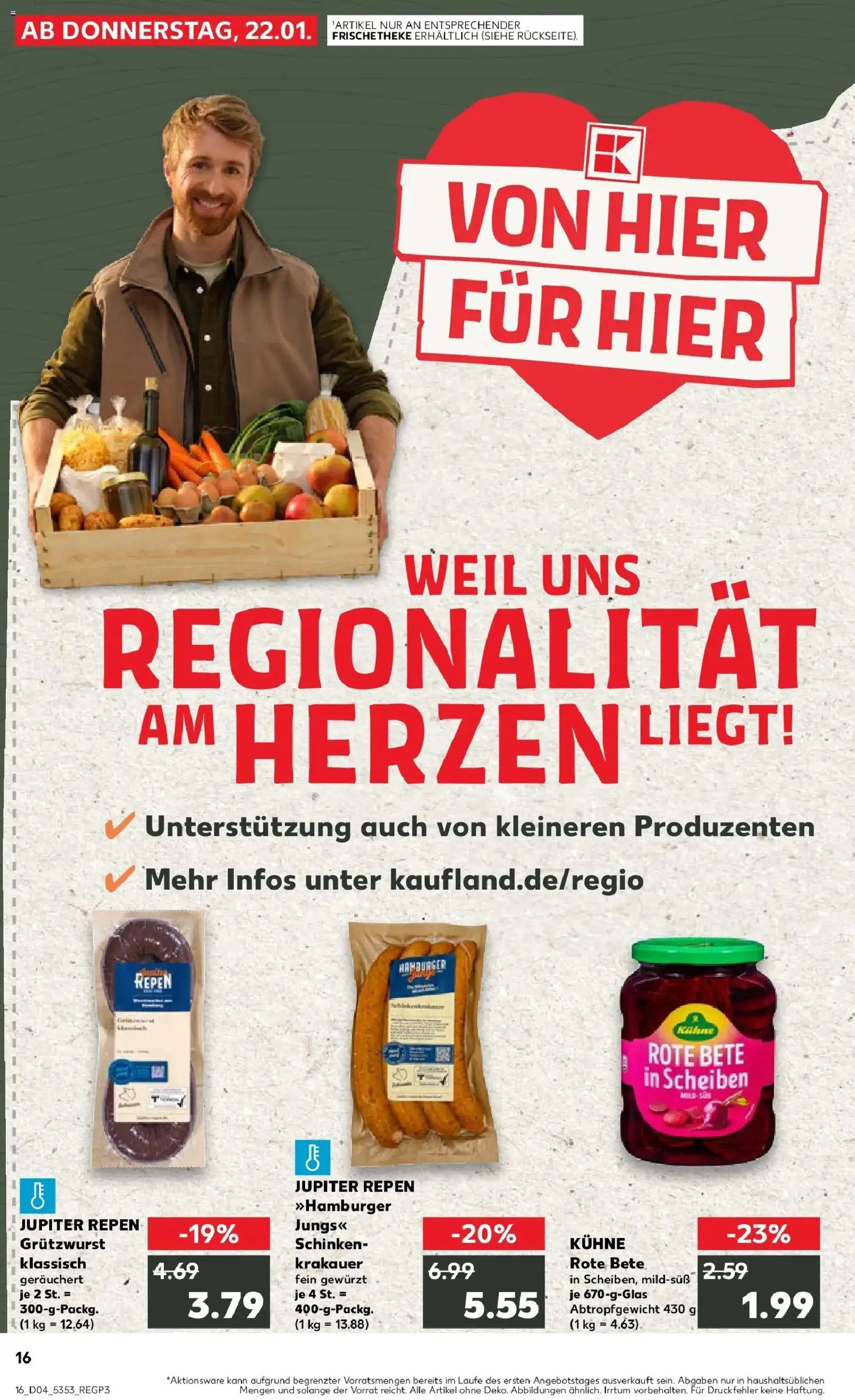 Kaufland prospekt Hamburg	 – gültig ab 22.01.2026 | Seite: 16 | Produkte: Schinken
