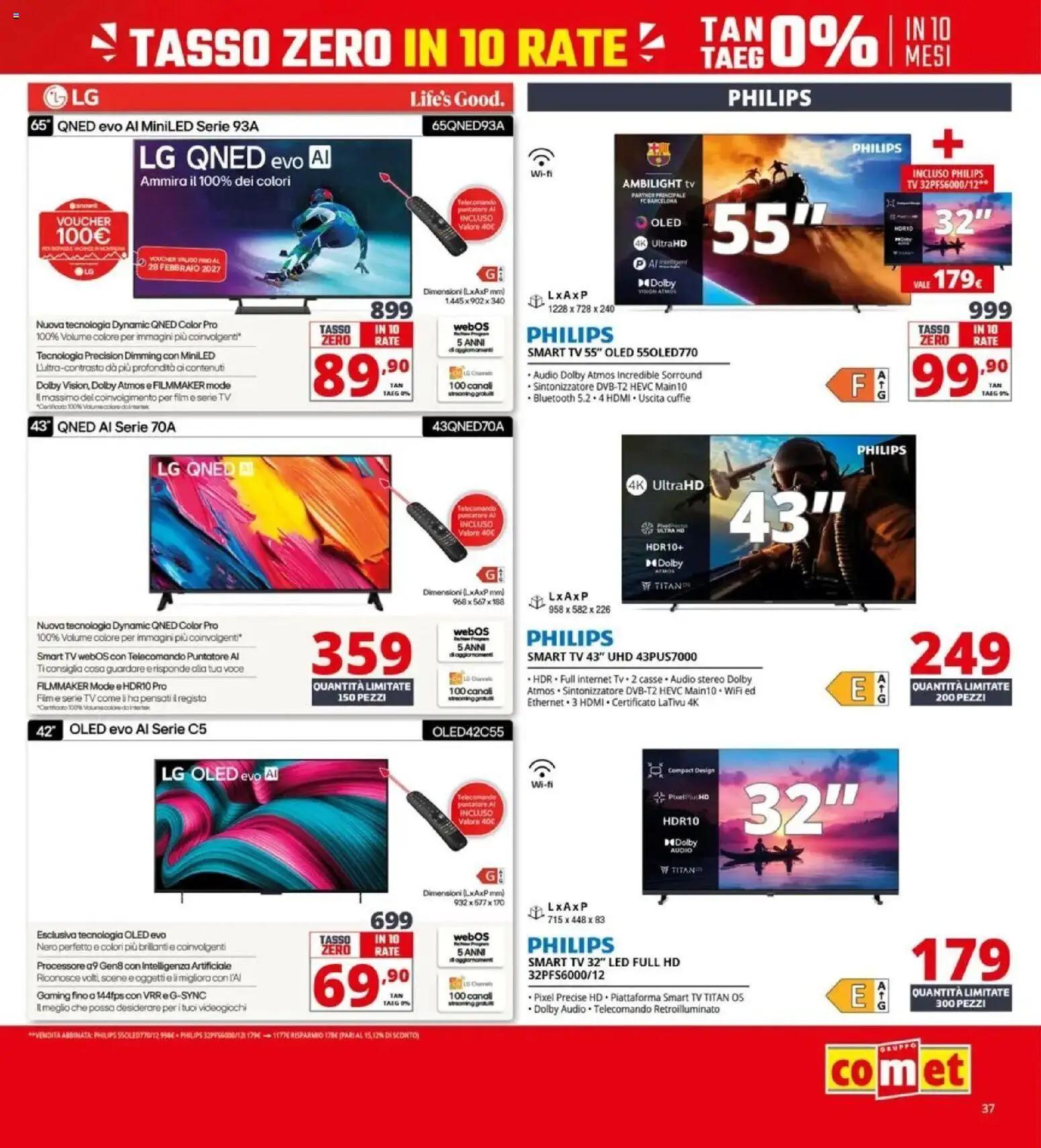 Volantino Comet del 09.04.2026 | Pagina: 37 | Prodotti: smart TV, TV, Audio, Cuffie
