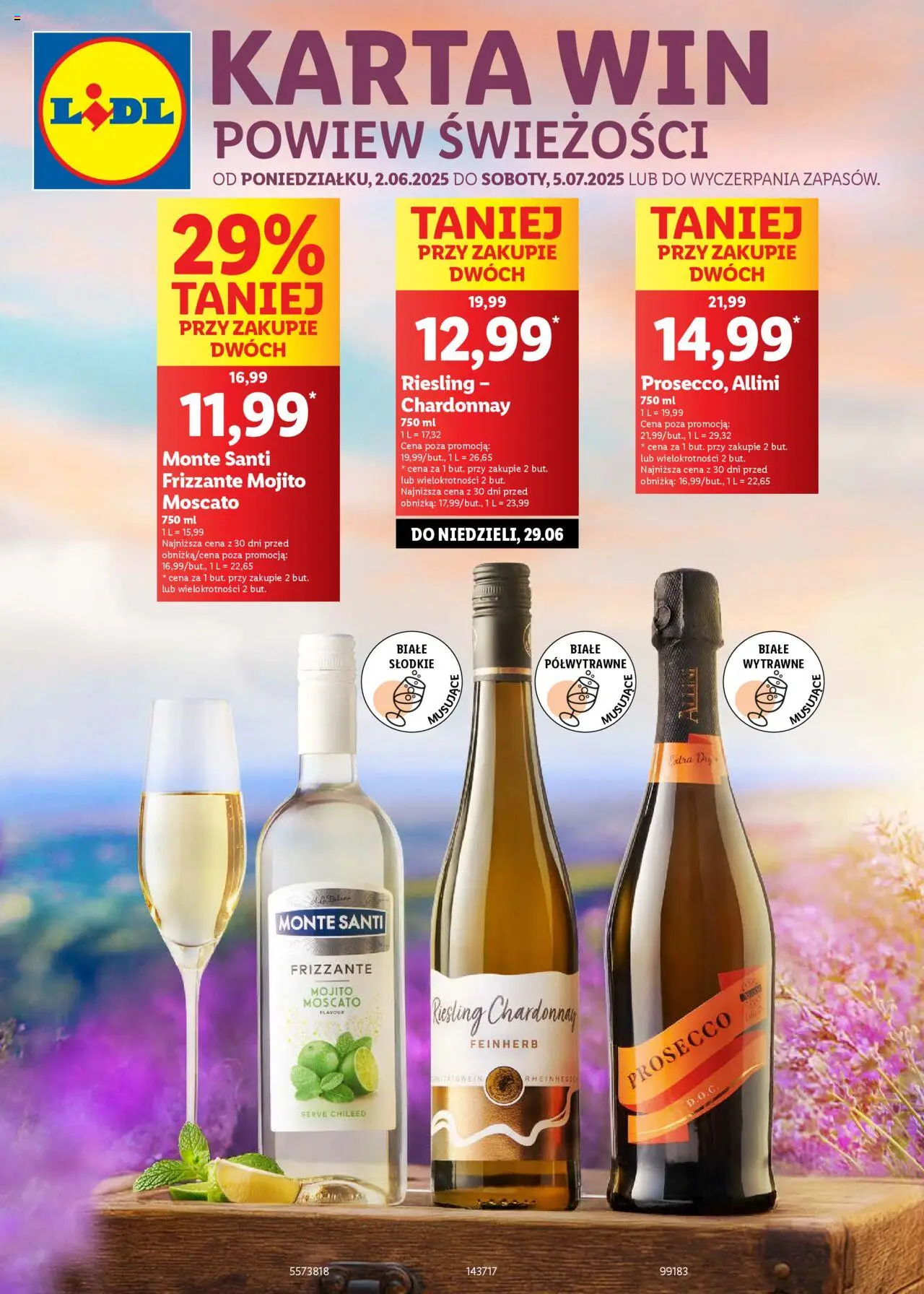 Lidl Katalog karta win od 02.06.2025 | Strona: 1 | Produkty: Karta, Chardonnay, Monte Santi, Prosecco