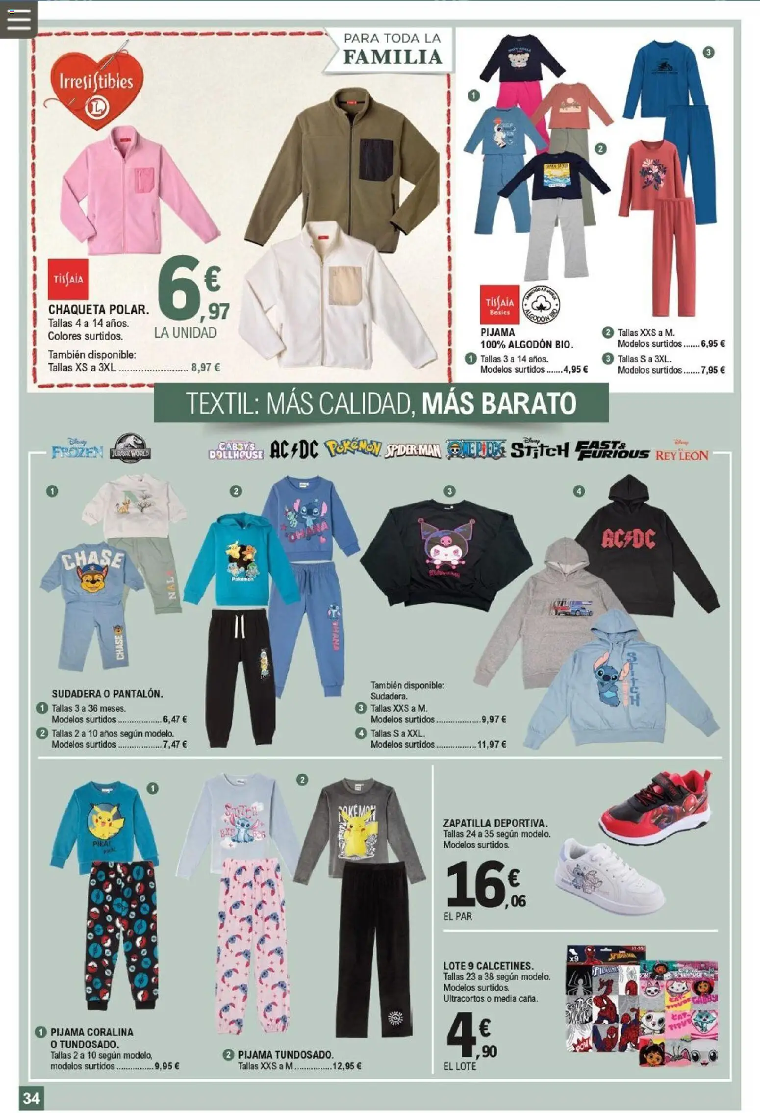 E.Leclerc folleto │ válido desde el 25.02.2026 | Página: 34 | Productos: Sudadera, Chaqueta, Pijama