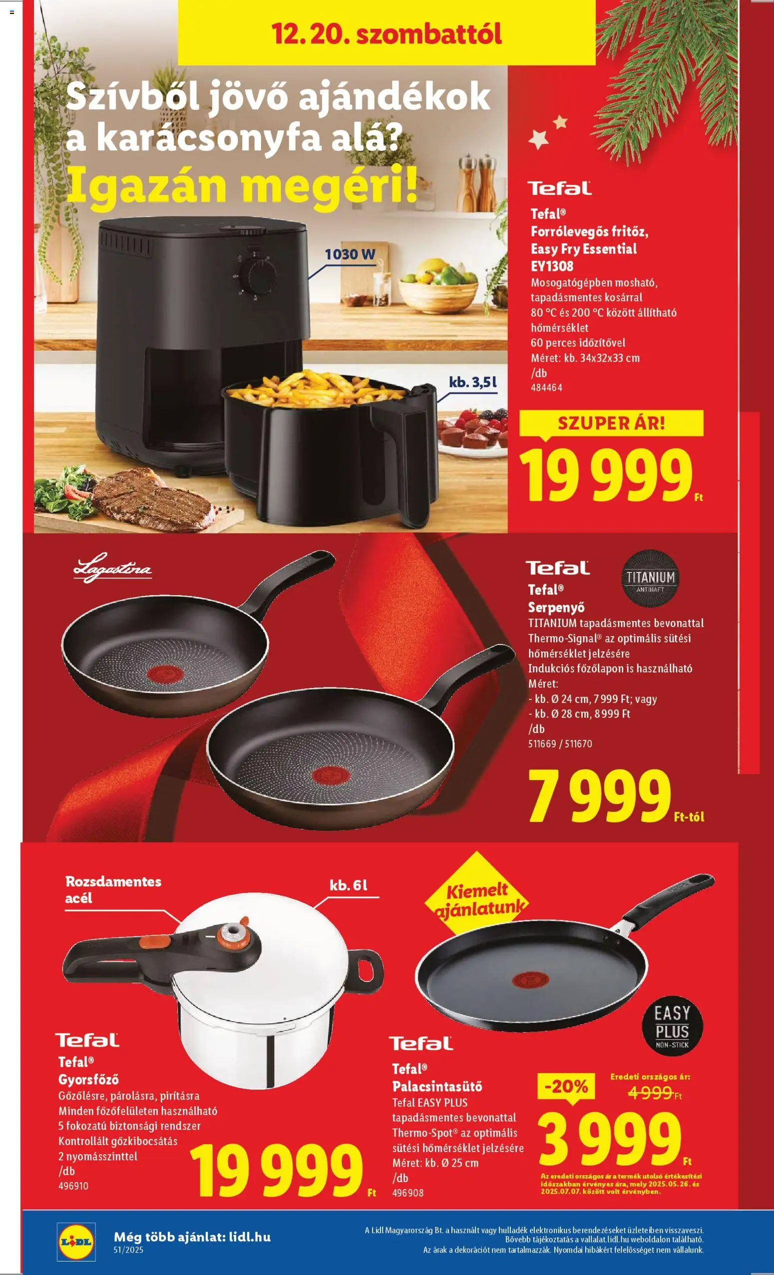 Lidl akciós ujság - amely érvényes a következő dátumtól: 18.12.2025 | Oldal: 46 | Termékek: Tefal, Karácsonyfa, Serpenyő