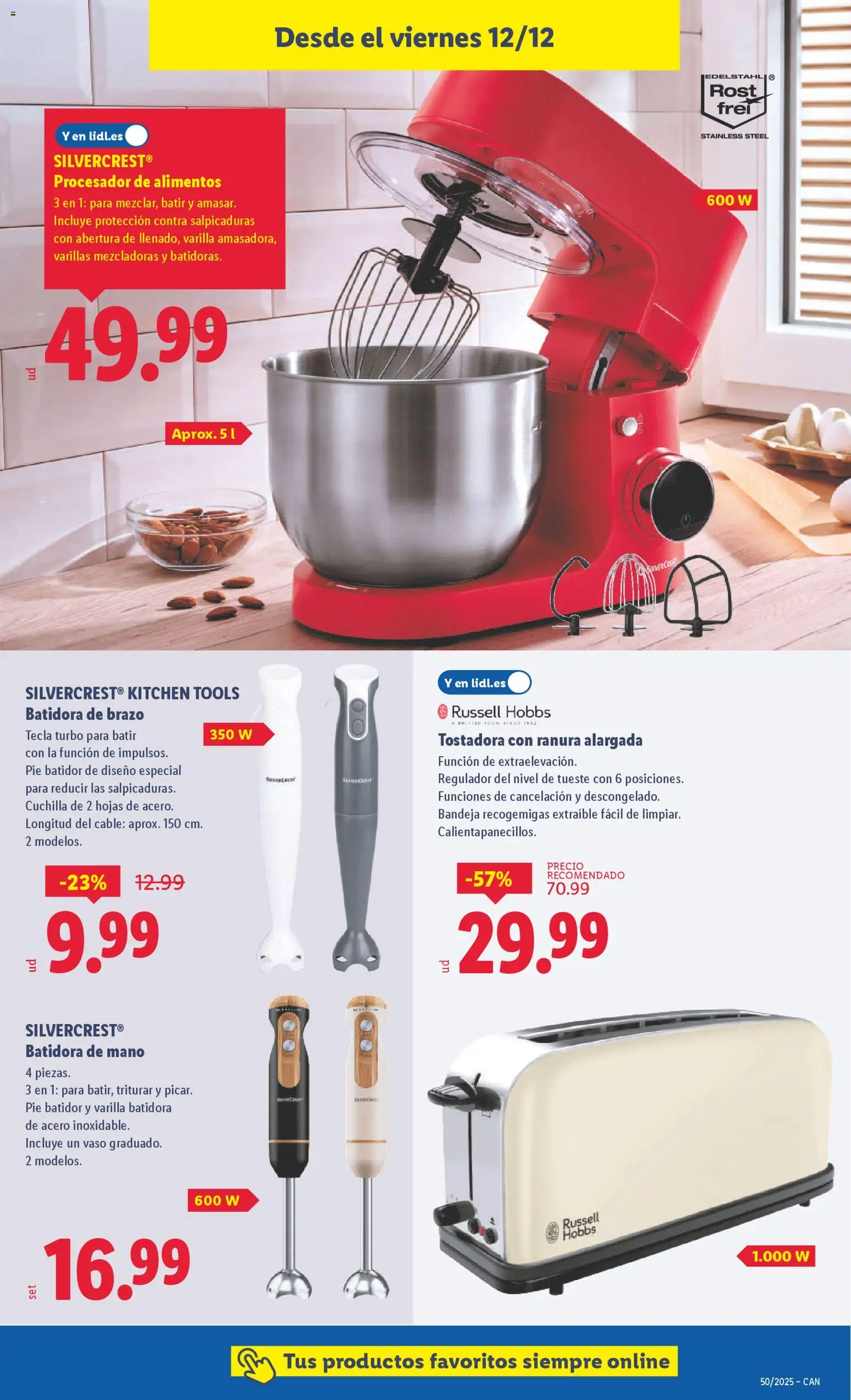 Lidl - Canarias │ válido desde el 08.12.2025 | Página: 23 | Productos: Batidora, Tostadora, Bandeja, Κούβα