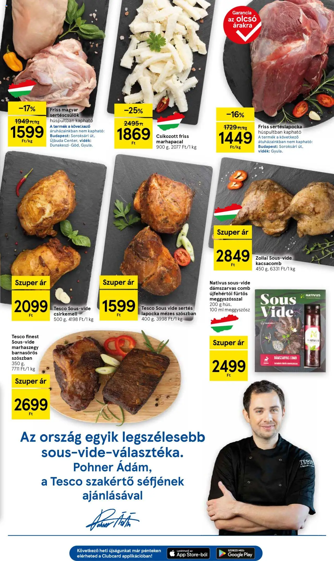 Tesco akciós ujság - amely érvényes a következő dátumtól: 02.10.2025 | Oldal: 3 | Termékek: Kacsacomb, Sertéslapocka, Sertéscsülök, Csirkemell