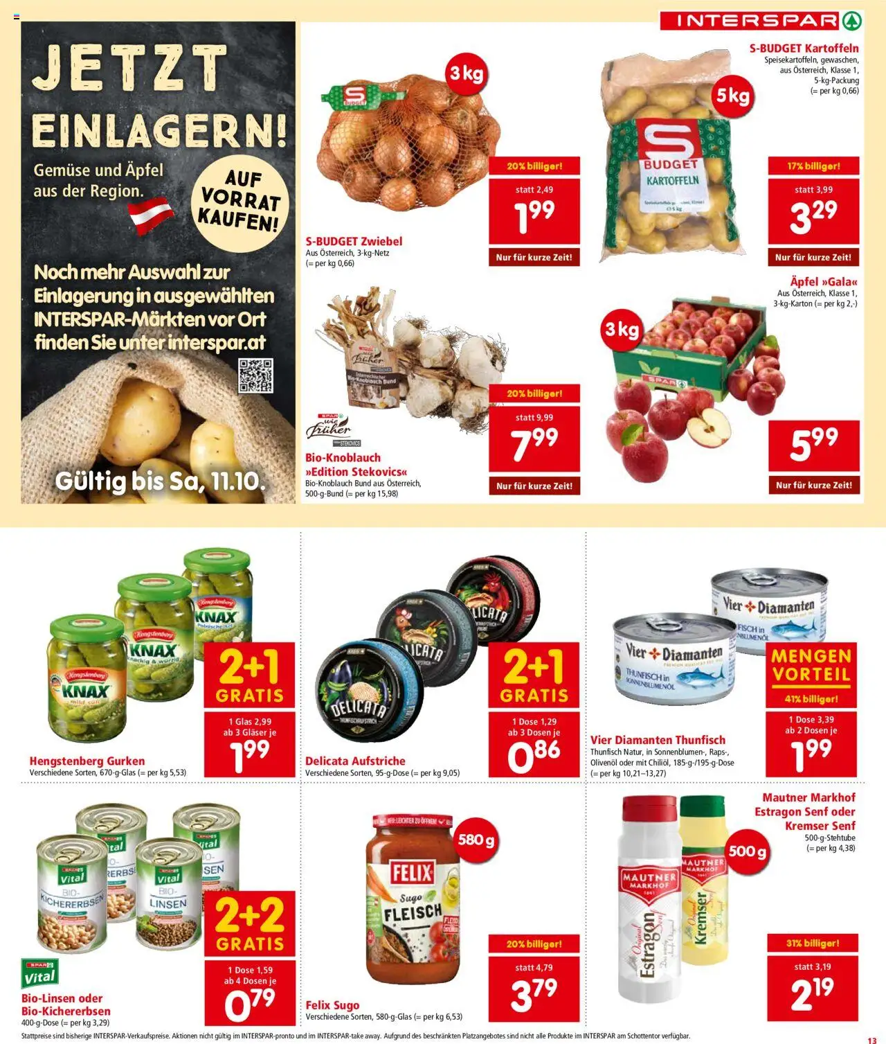 Interspar Flugblatt - Wien gültig ab 09.10.2025 | Seite: 13 | Produkte: Gurken, Kartoffeln, Gemüse, Äpfel
