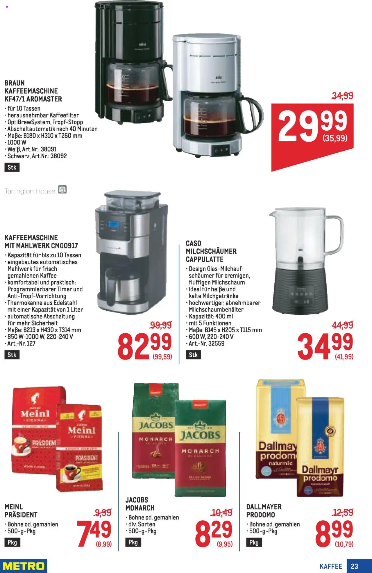 Metro  Kaffee Spezial gültig ab 04.09.2025 | Seite: 23 | Produkte: Kaffeemaschine, Kaffee