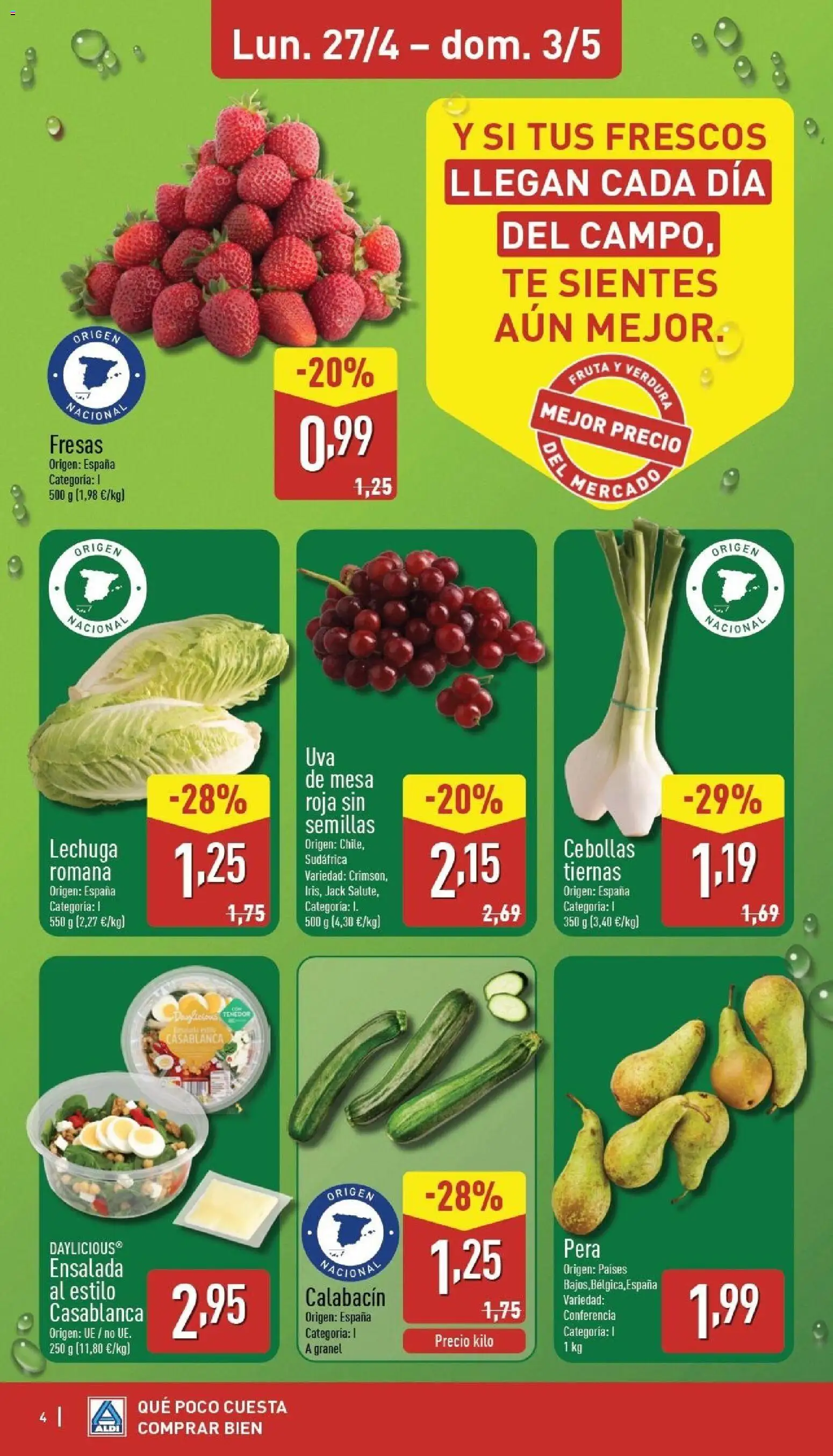 Aldi folleto Baleares │ válido desde el 27.04.2026 | Página: 4 | Productos: Calabacín, Té, Ensalada, Mesa