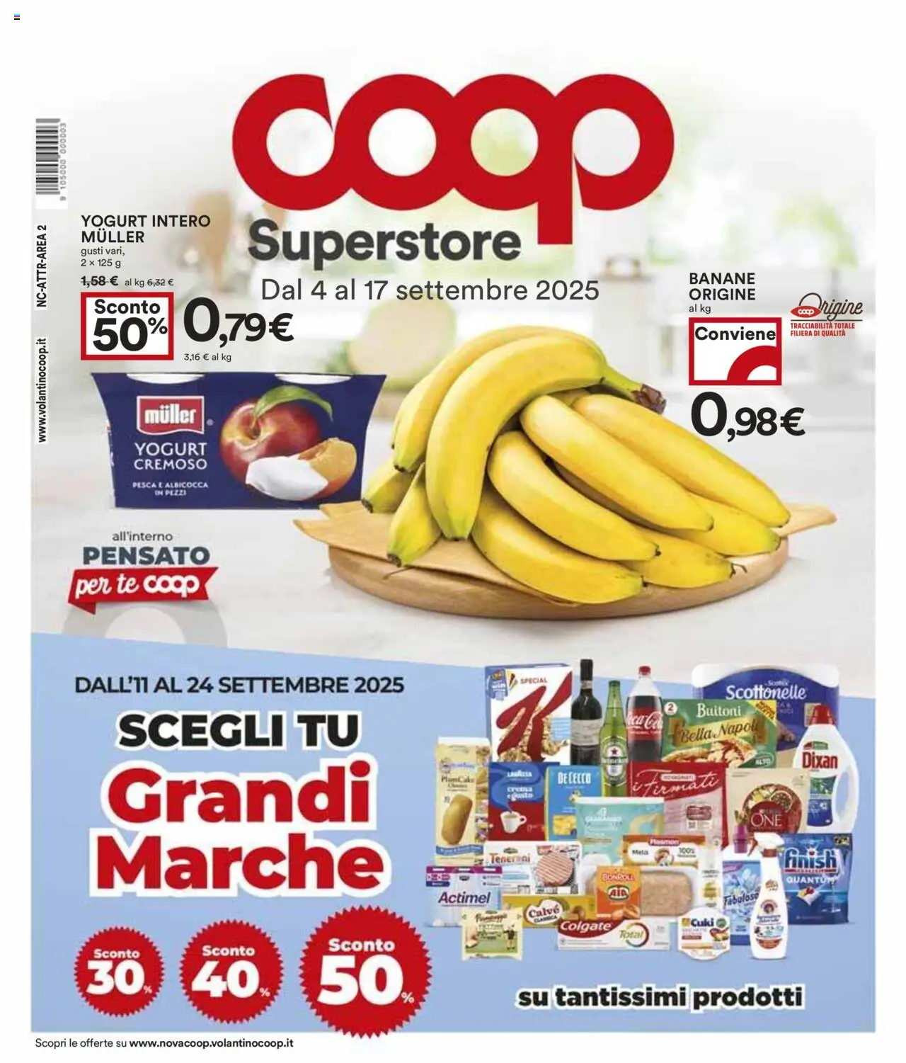 Volantino COOP del 04.09.2025 | Pagina: 1 | Prodotti: Yogurt, Banane, Tè, Plumcake