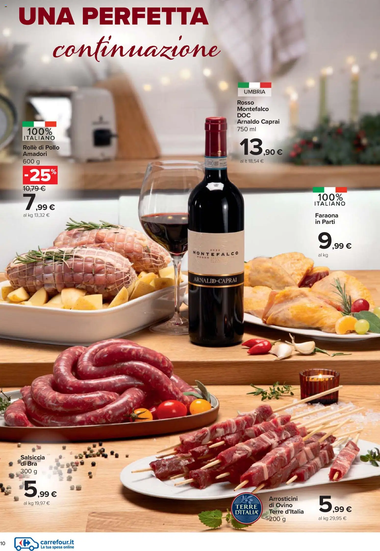 Volantino Carrefour del 27.11.2025 | Pagina: 10 | Prodotti: Pollo, Salsiccia, Arrosticini, Ovino