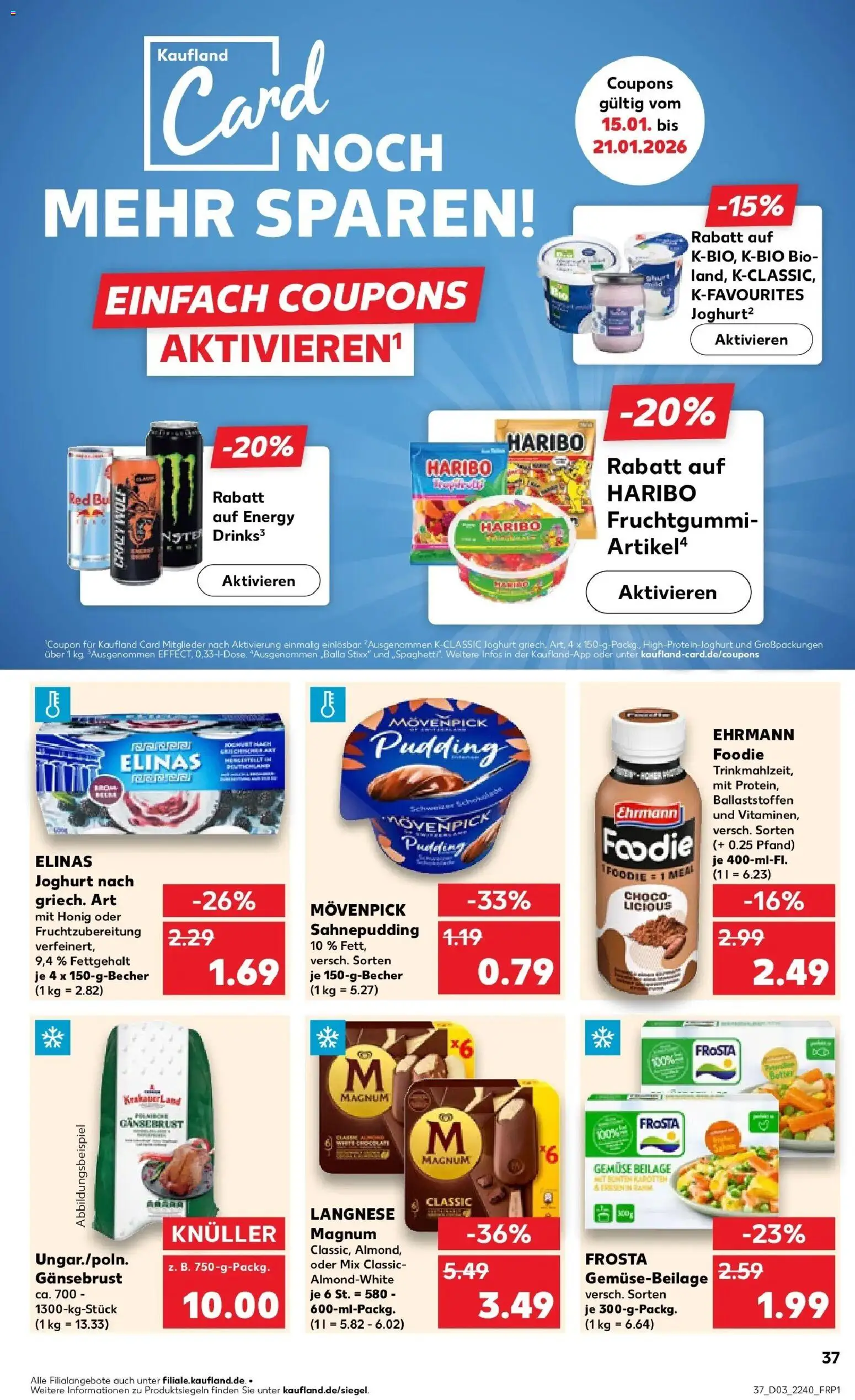 Kaufland prospekt Hechingen	 – gültig ab 19.01.2026 | Seite: 37 | Produkte: Langnese, Joghurt, Frosta, Gemüse
