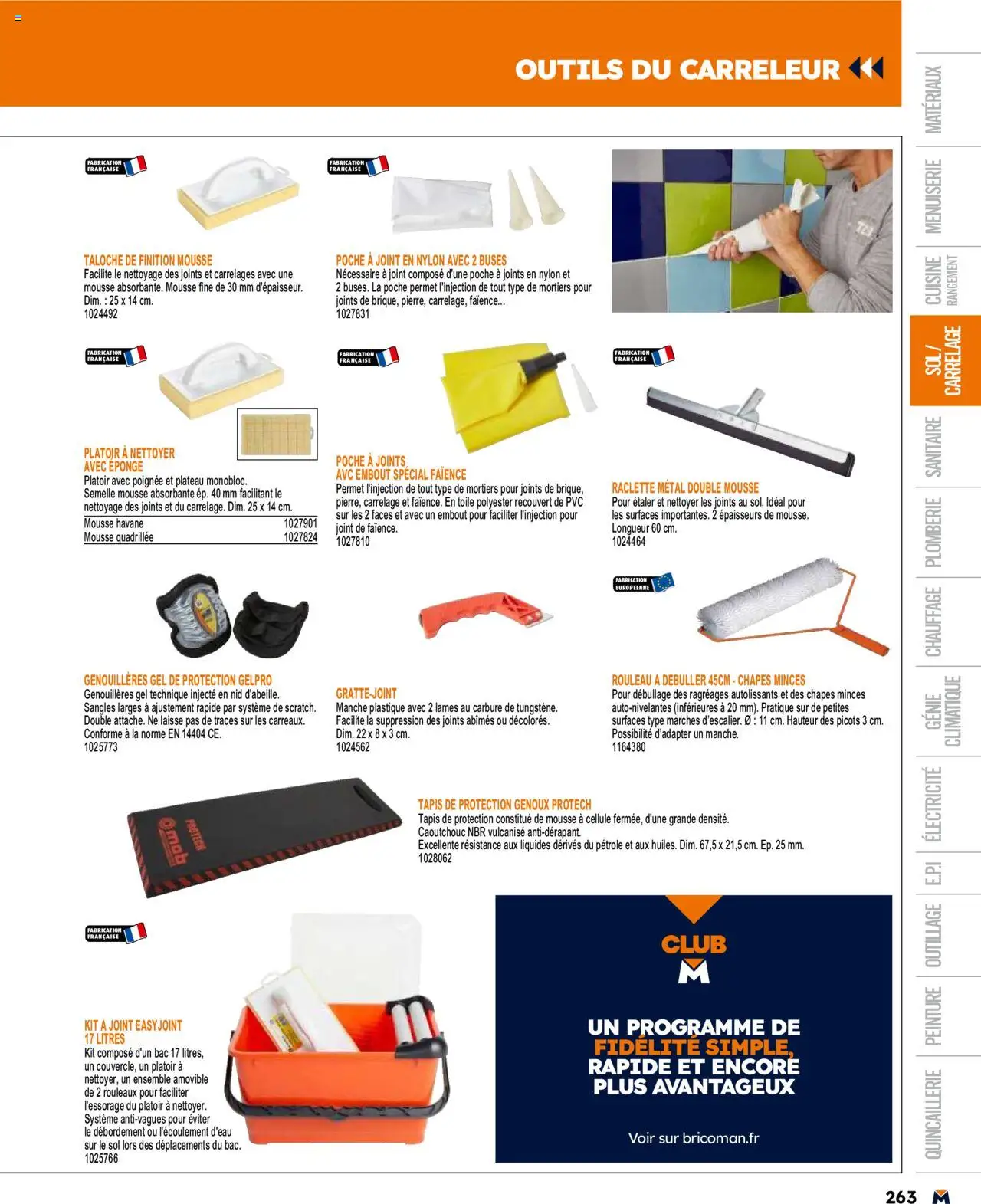 | Page: 263 | Produits: Plateau, Eponge, Raclette, Tapis