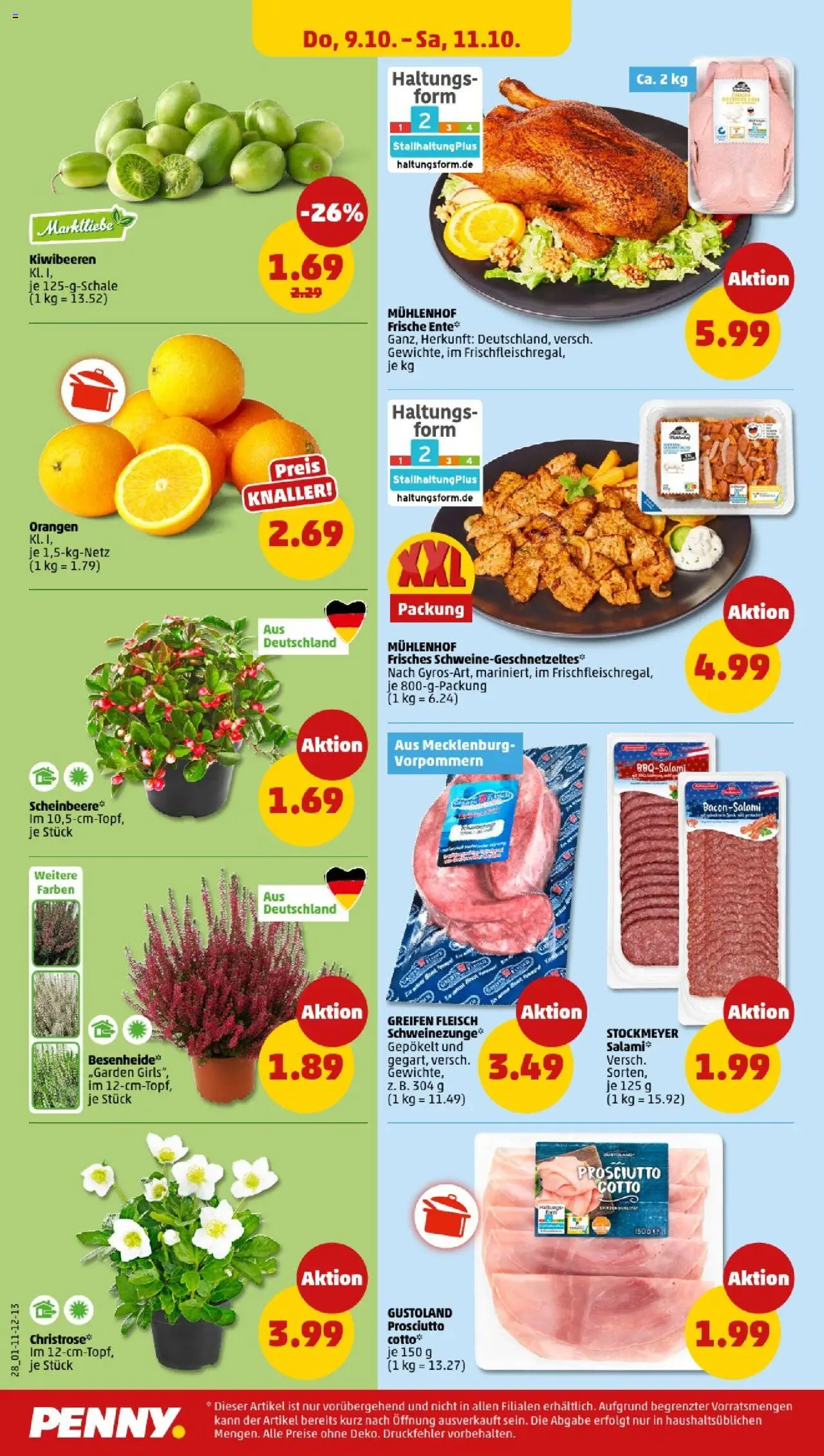 Penny - Mecklenburg-Vorpommern – gültig ab 06.10.2025 | Seite: 30 | Produkte: Orangen, Salami, Fleisch, Ente