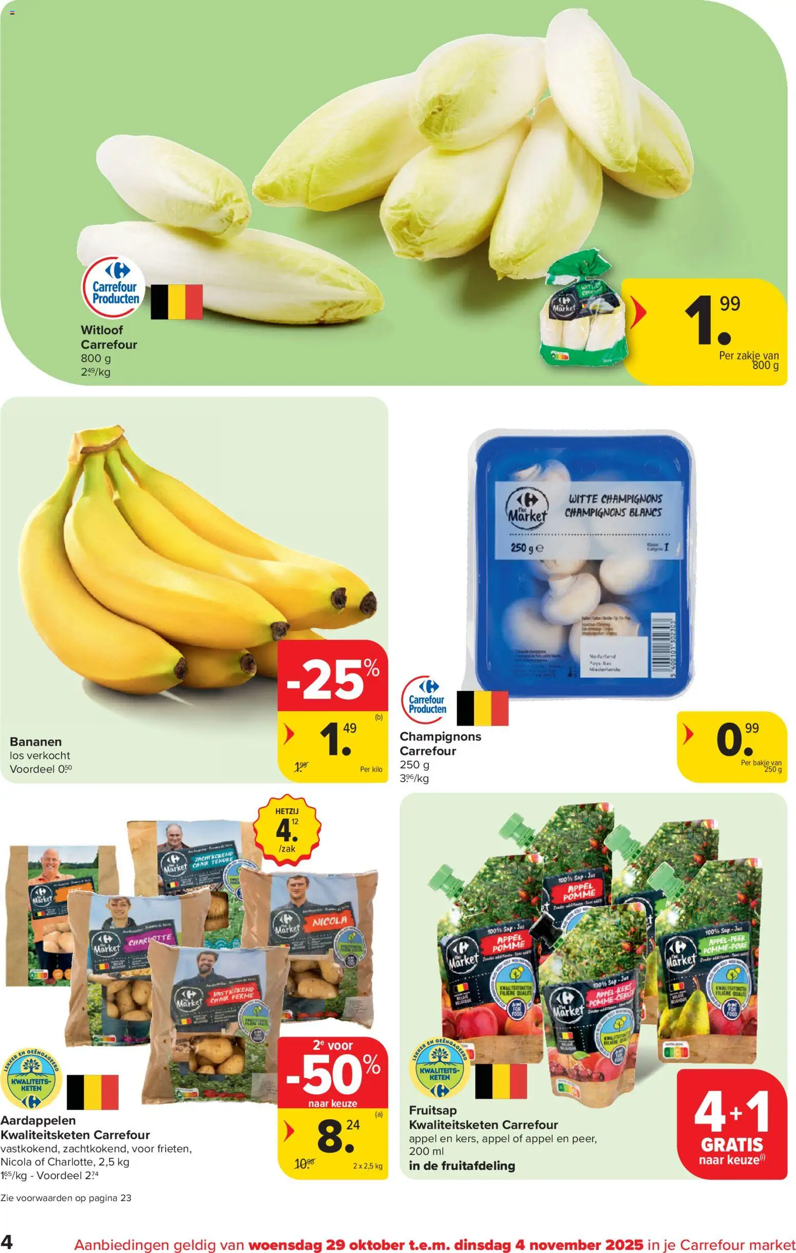 {H1} | Pagina: 4 | Producten: Sap, Bananen, Appel