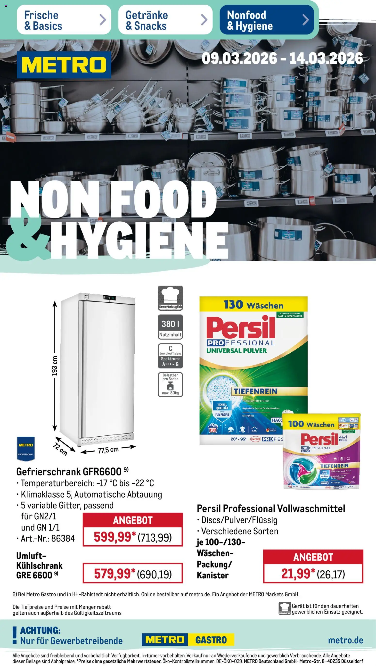 Metro Prospekt 	 – gültig ab 09.03.2026 | Seite: 42 | Produkte: Gefrierschrank, Kühlschrank, Persil