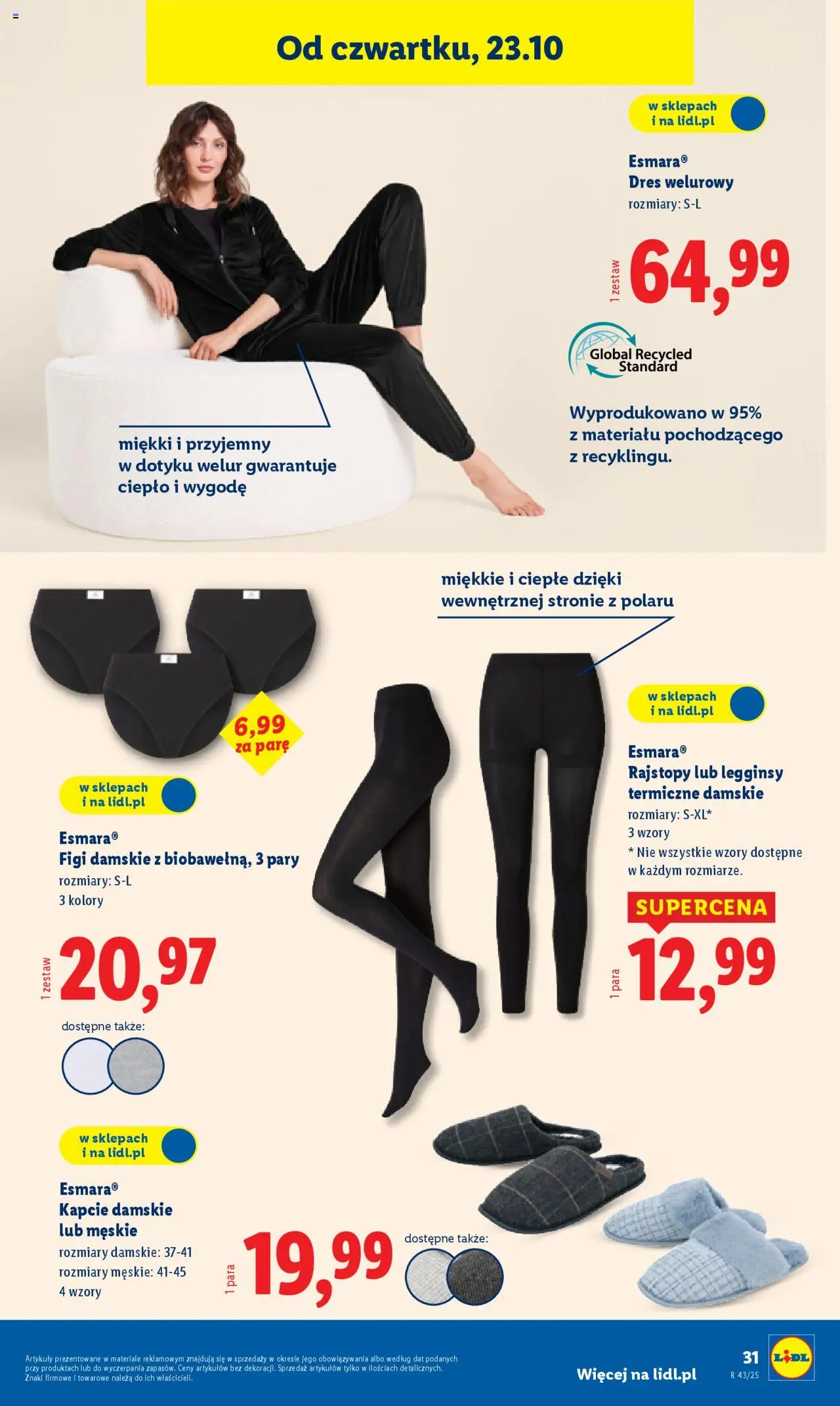 Lidl Katalog od 20.10.2025 | Strona: 35 | Produkty: Legginsy, Kapcie, Rajstopy