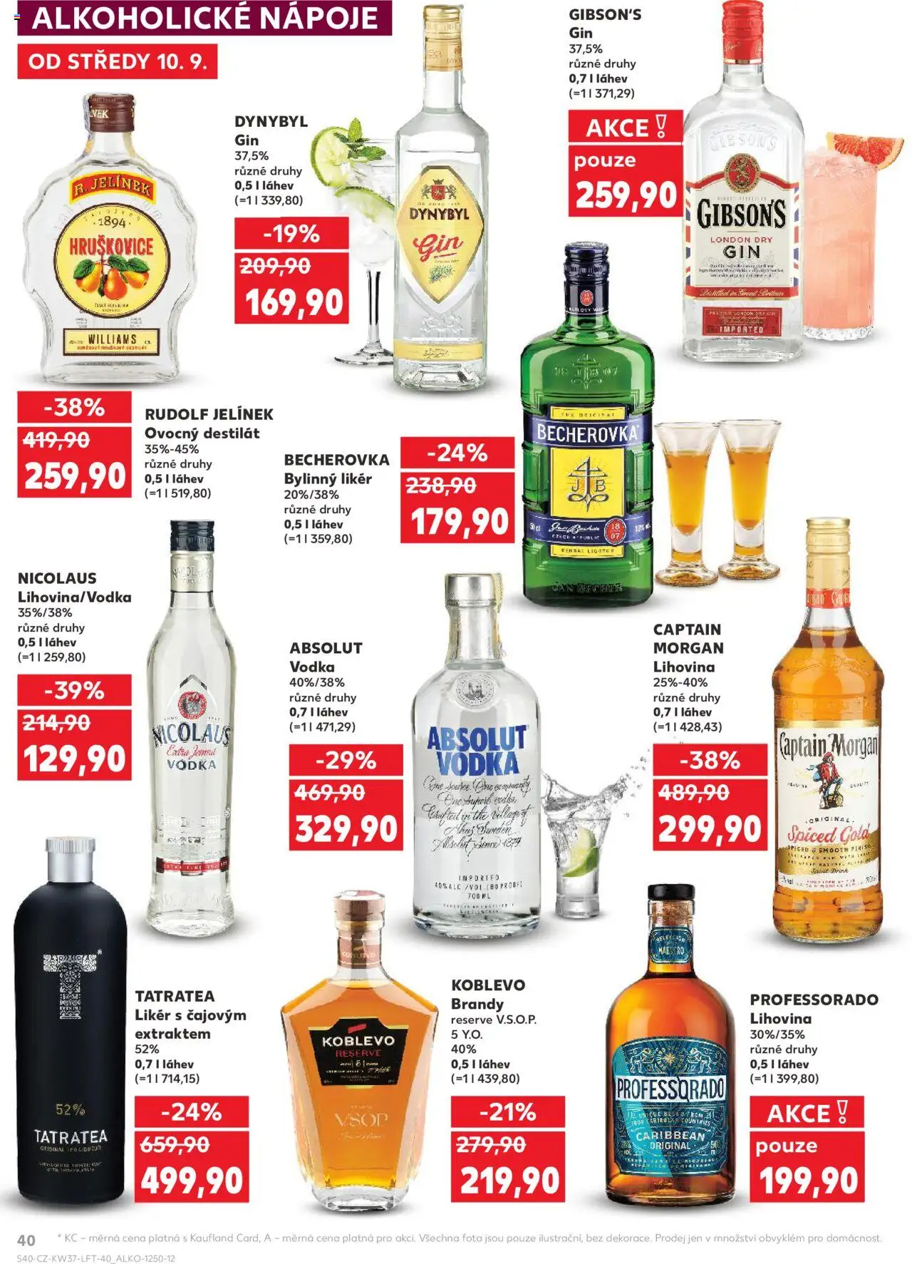 Kaufland leták od 10.09.2025 | Strana: 40 | Produkty: Hruškovice, Vodka, Jelínek, Tatratea