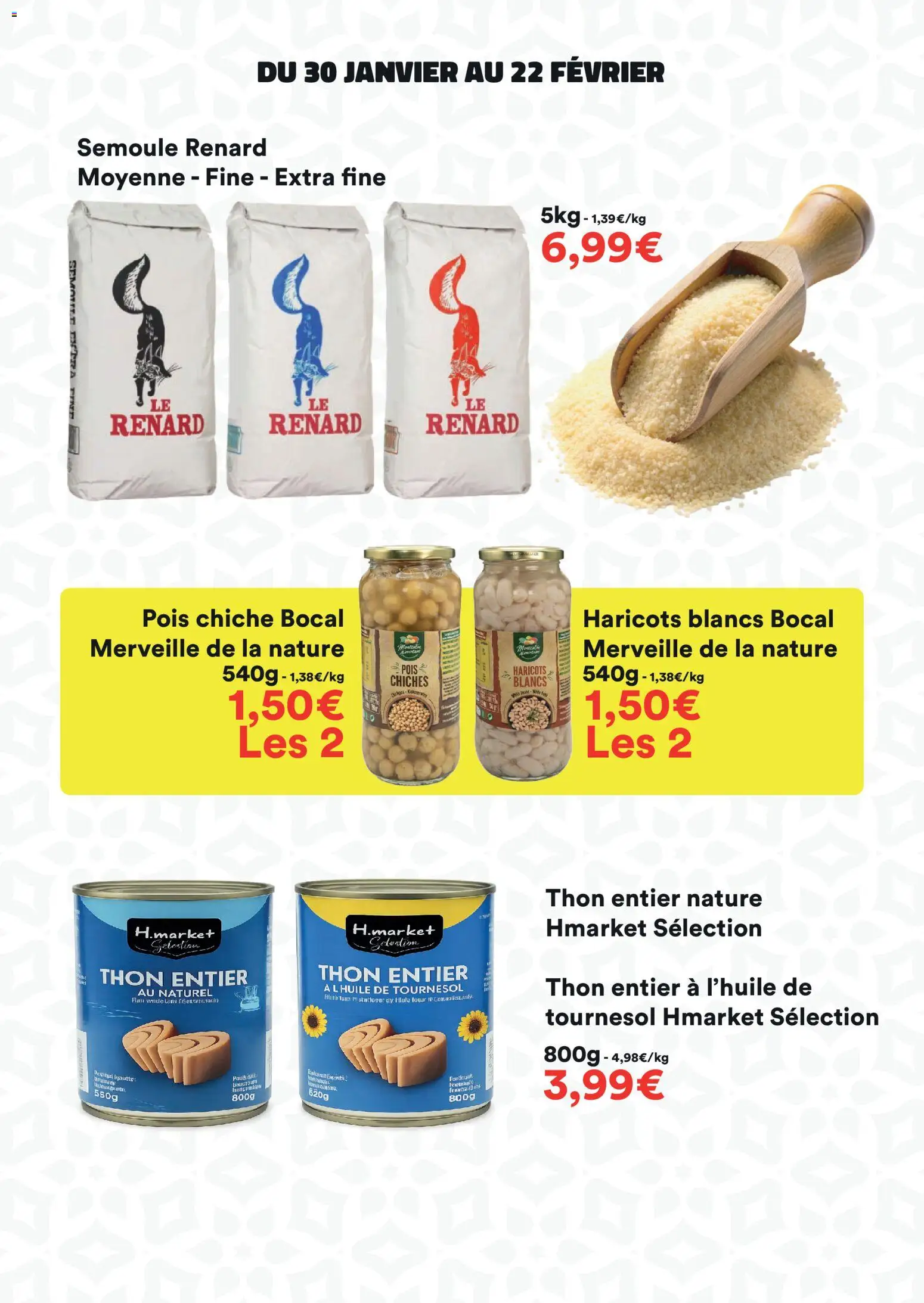 {H1} | Page: 6 | Produits: Thon, Pois, Huile de tournesol, Huile