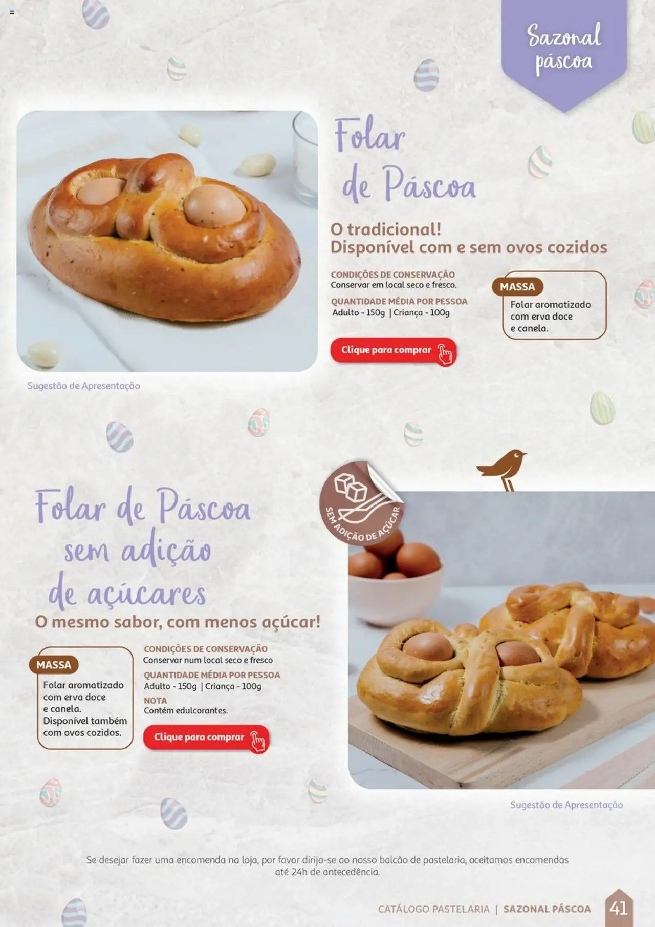 Auchan Catálogo de Pastelaria │ válido de 08.04.2024 | Página: 41 | Produtos: Ovos, Açúcar, Massa