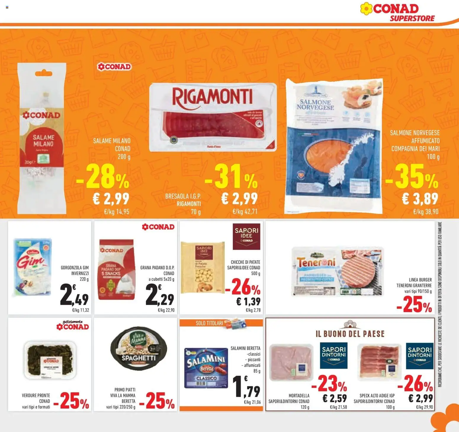 Volantino Conad del 07.01.2026 | Pagina: 7 | Prodotti: Speck, Salmone, Patate, Grana Padano