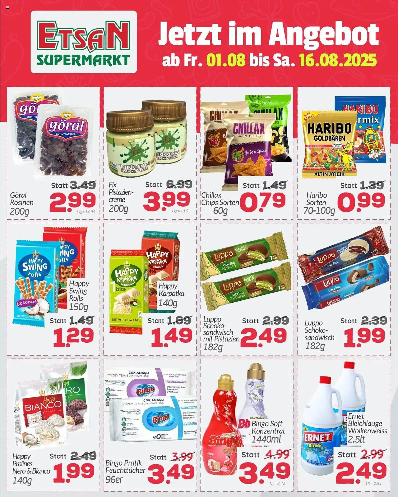ETSAN Flugblatt gültig ab 01.08.2025 | Seite: 5 | Produkte: Chips, Rosinen, Creme