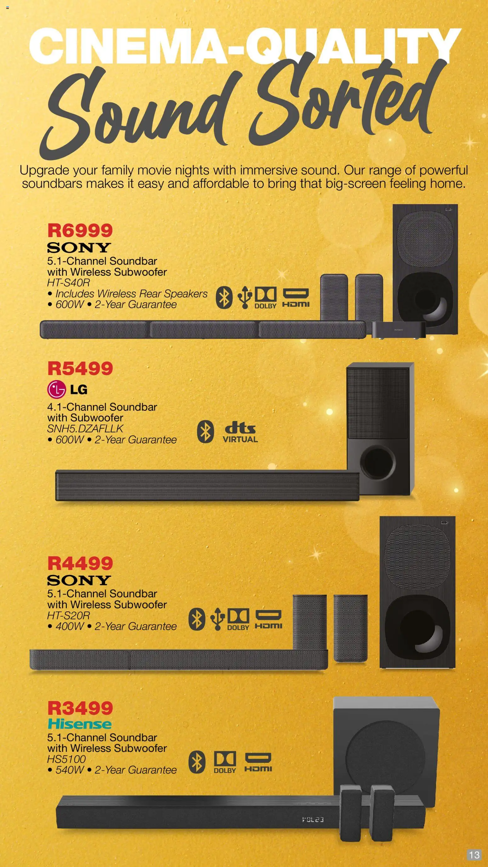 New OK Furniture catalogue – valid from 01.12.2025 | Page: 13 | Products: Soundbar, Subwoofer