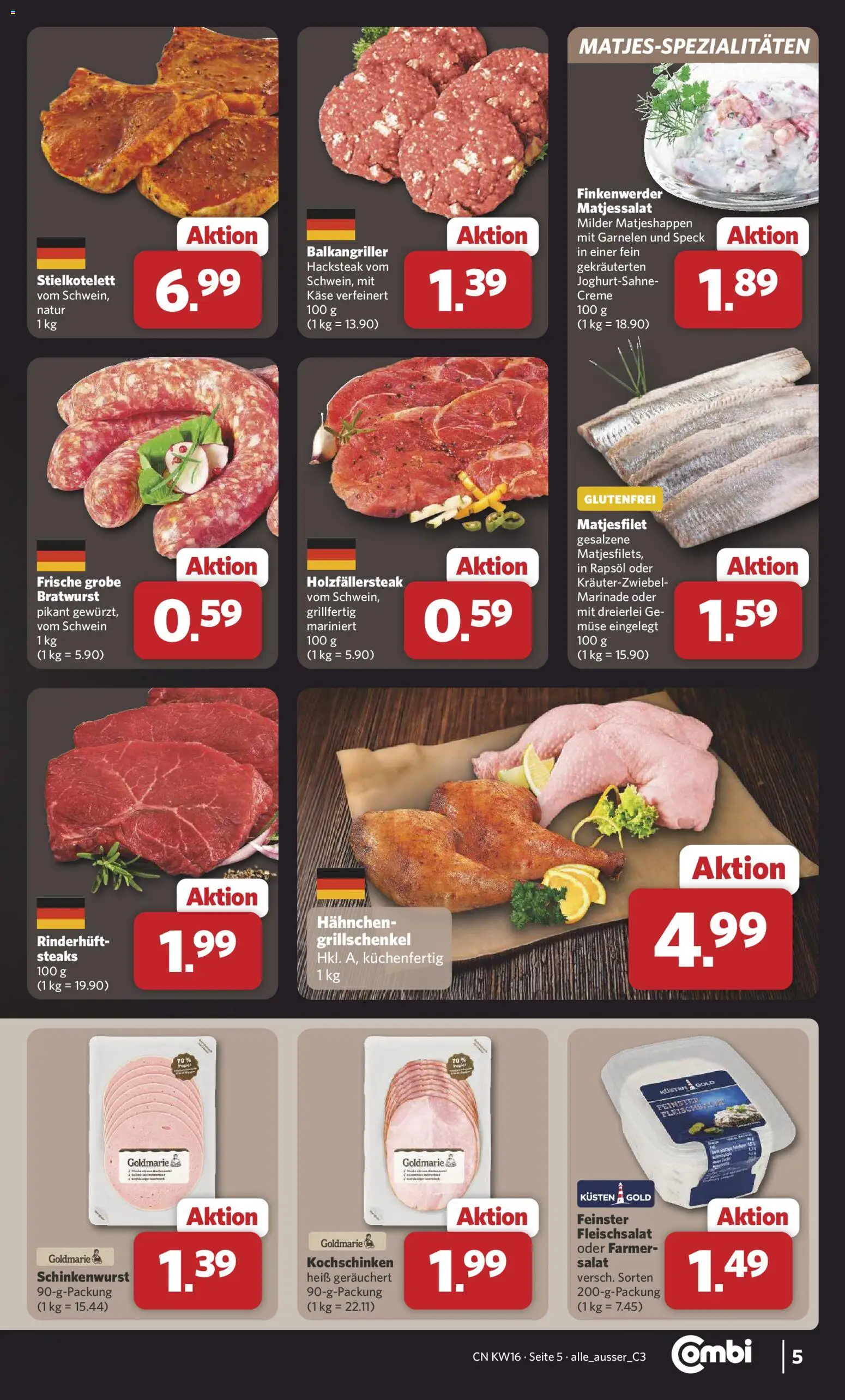 Combi Prospekt 	 – gültig ab 13.04.2026 | Seite: 5 | Produkte: Hahnchen, Rapsöl, Garnelen, Creme