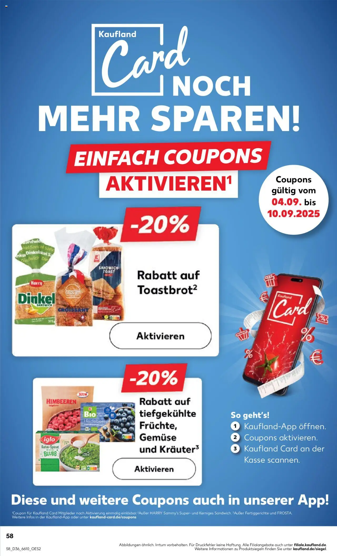 Kaufland prospekt Bremen	 - gültig ab dem 04.09.2025 | Seite: 58 | Produkte: Iglo, Toastbrot, Heidelbeeren, Gemüse